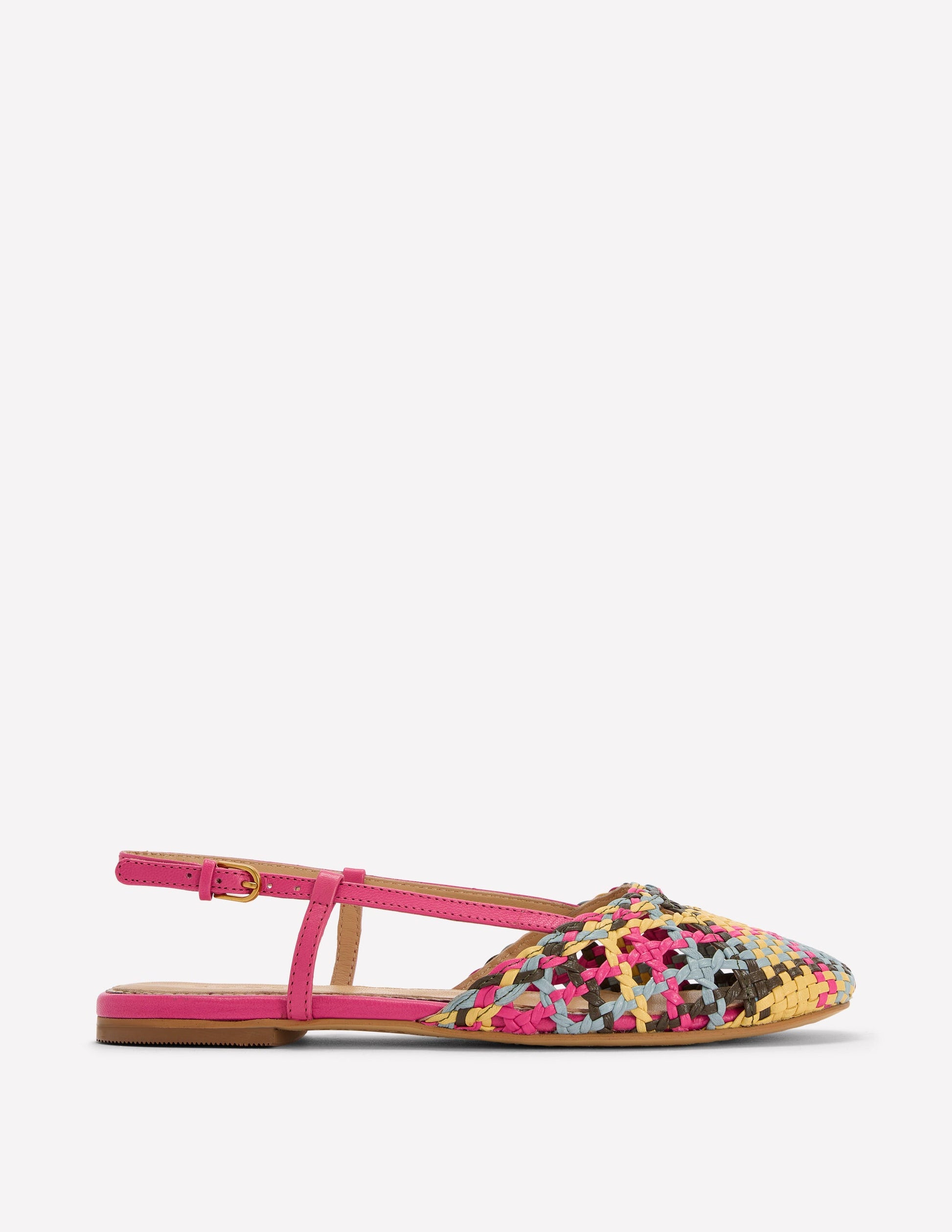 Woven Slingback Flats-Multi Check-1