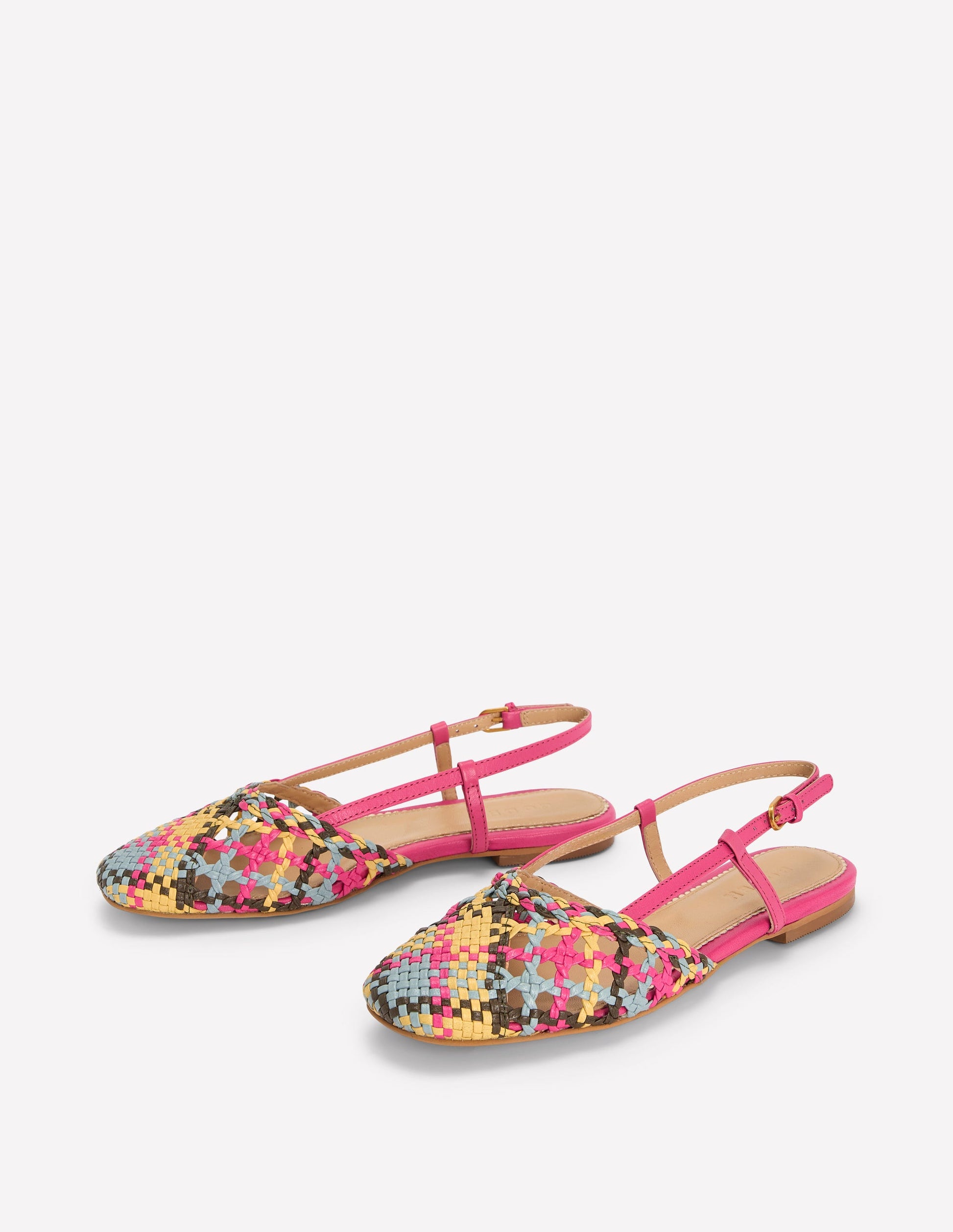 Woven Slingback Flats-Multi Check-3