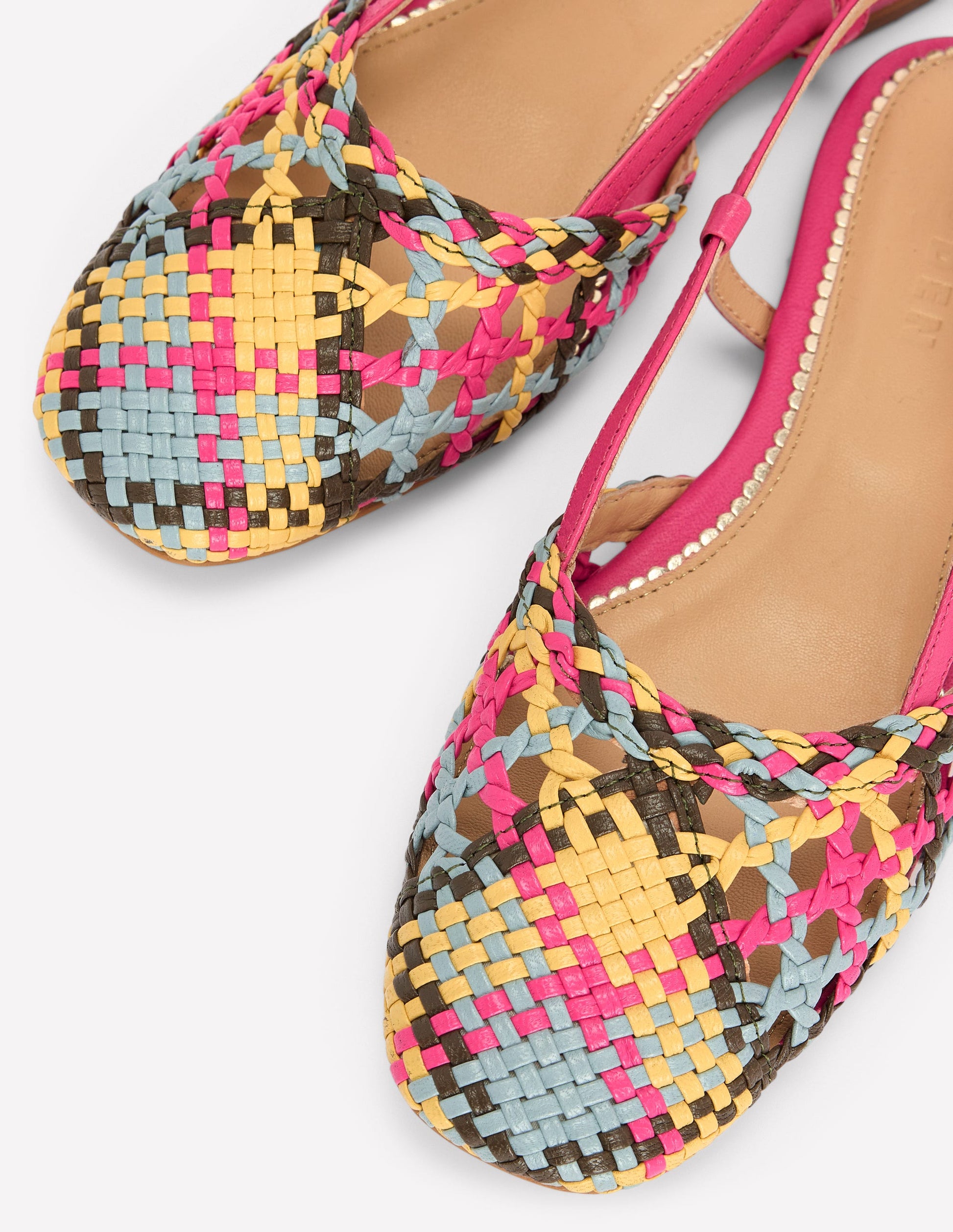 Woven Slingback Flats-Multi Check-4