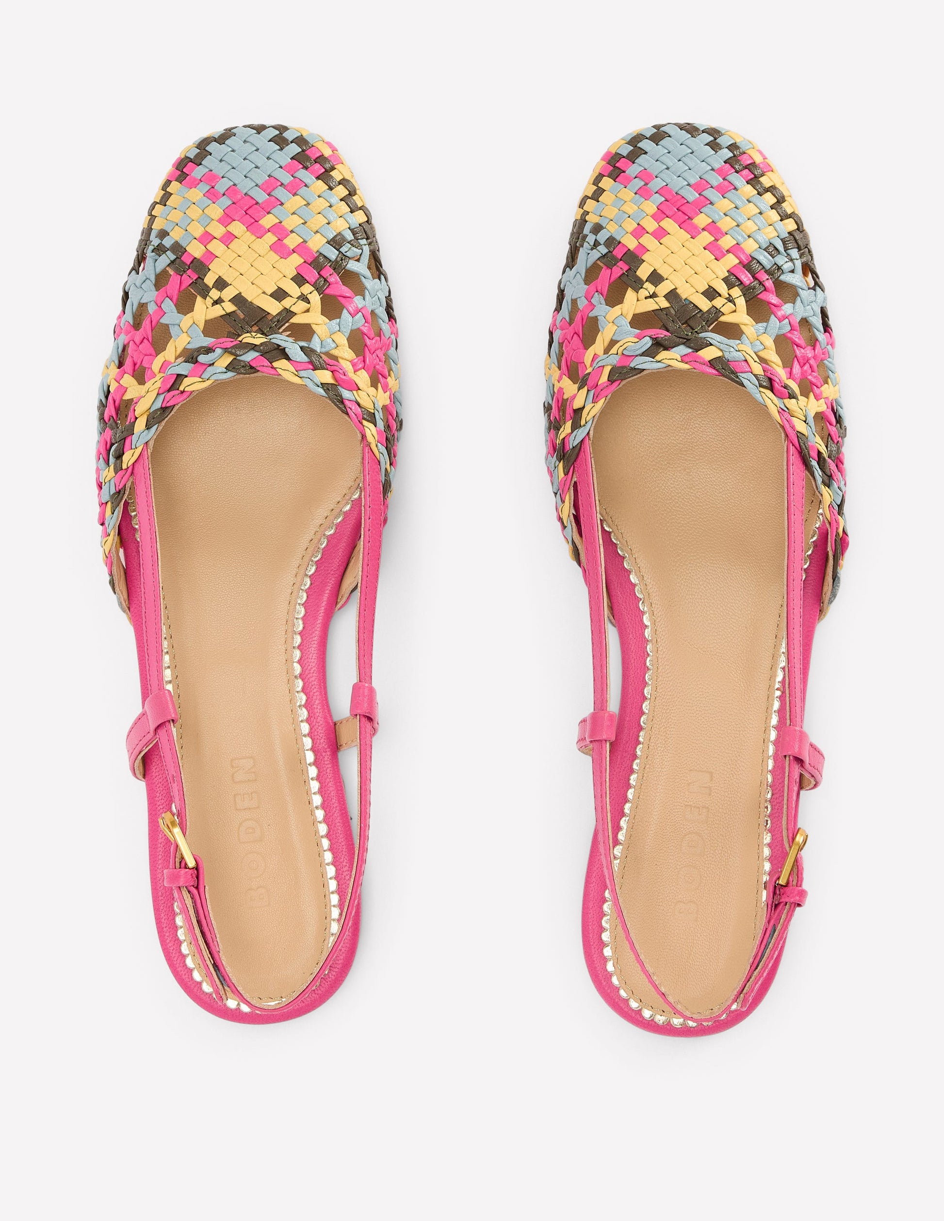 Woven Slingback Flats-Multi Check-5