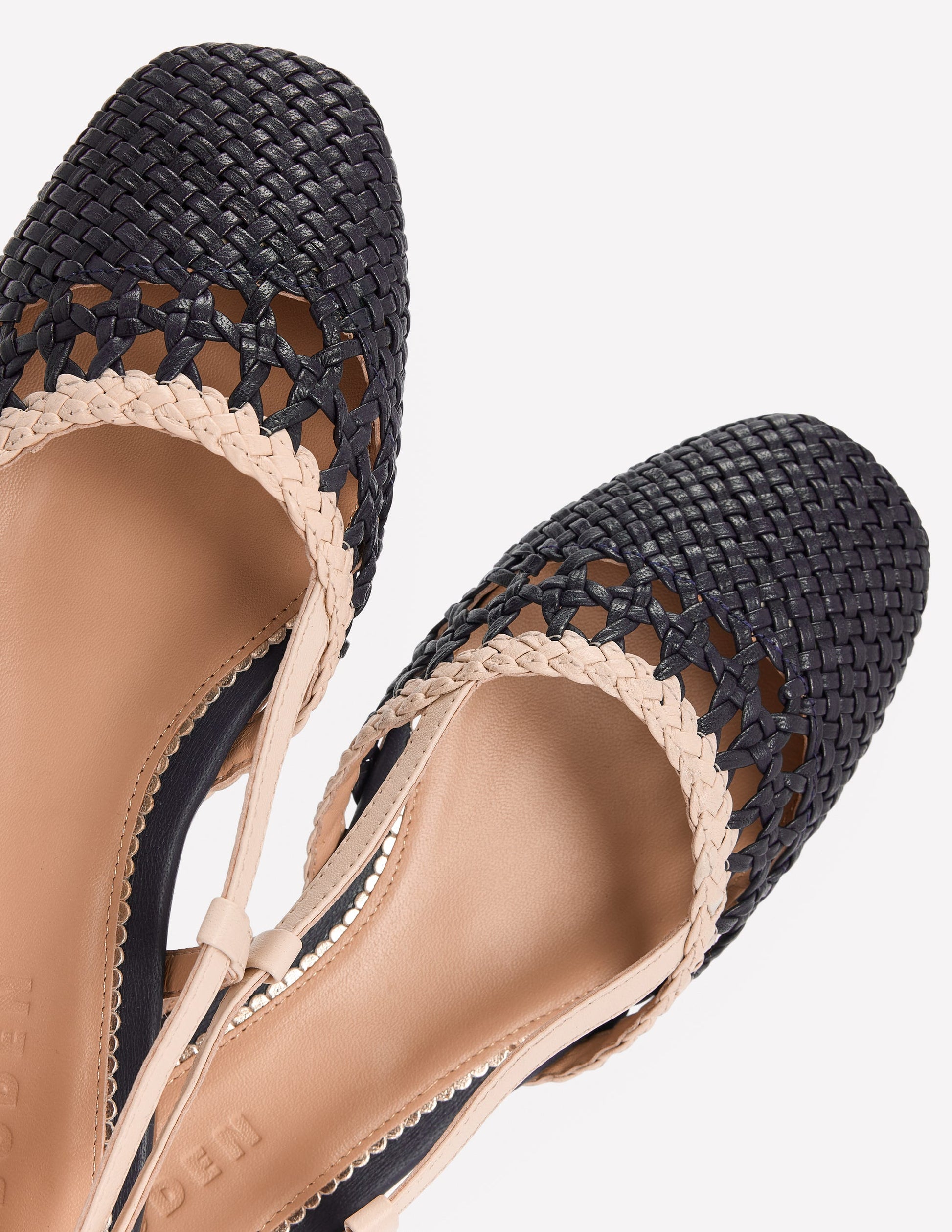 Woven Slingback Flats-Navy/Ivory-4