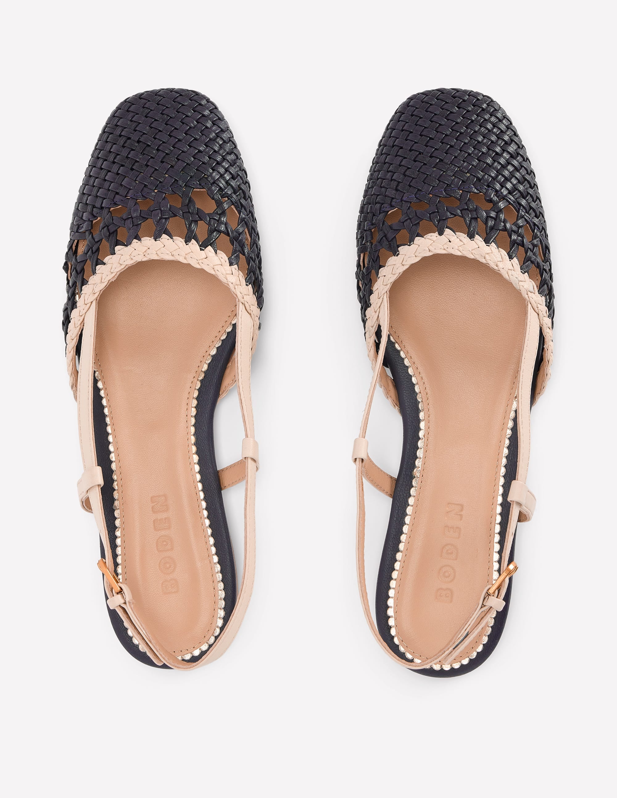 Woven Slingback Flats-Navy/Ivory - Image 5