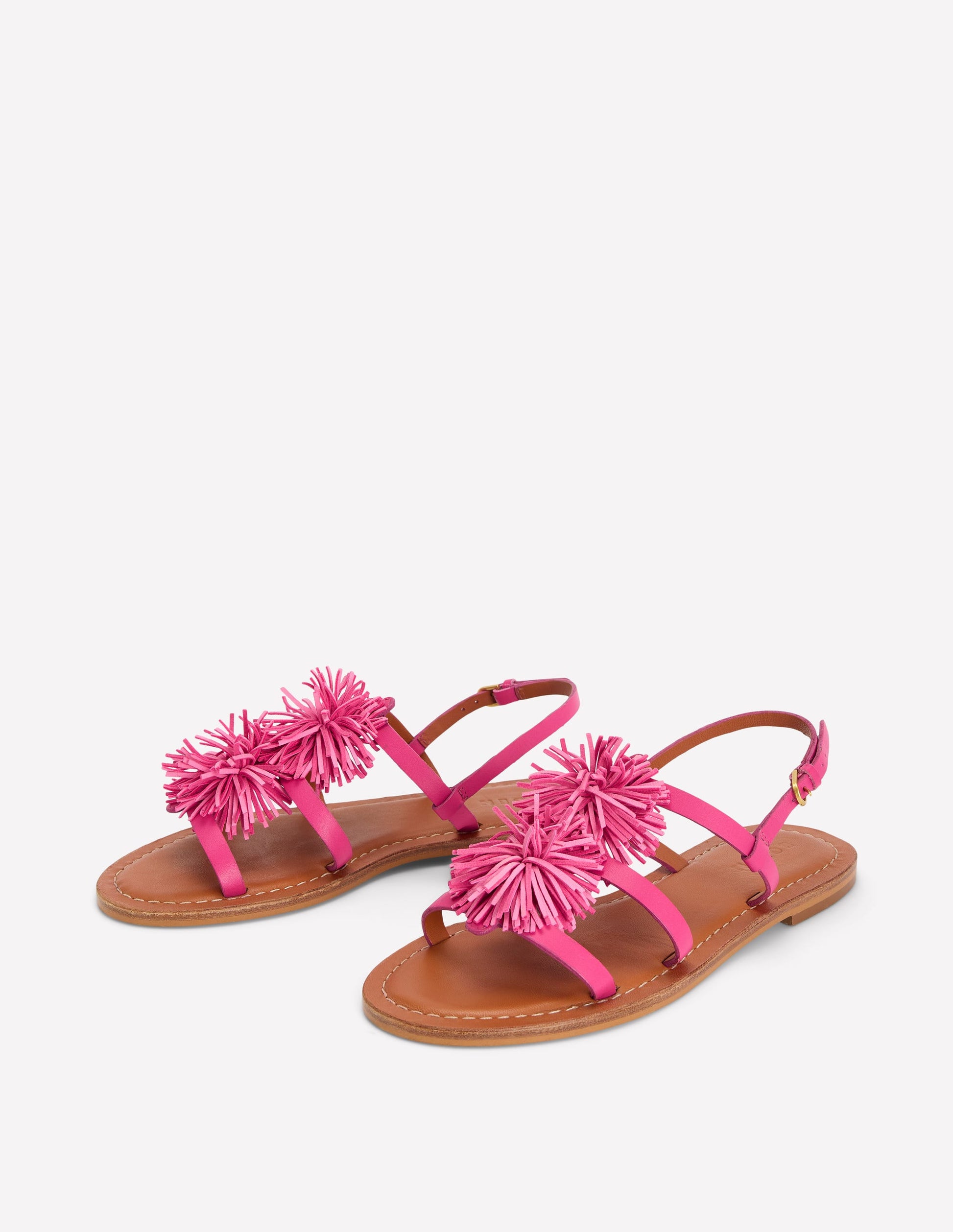 Pom Pom Flat Sandals-Pink-3