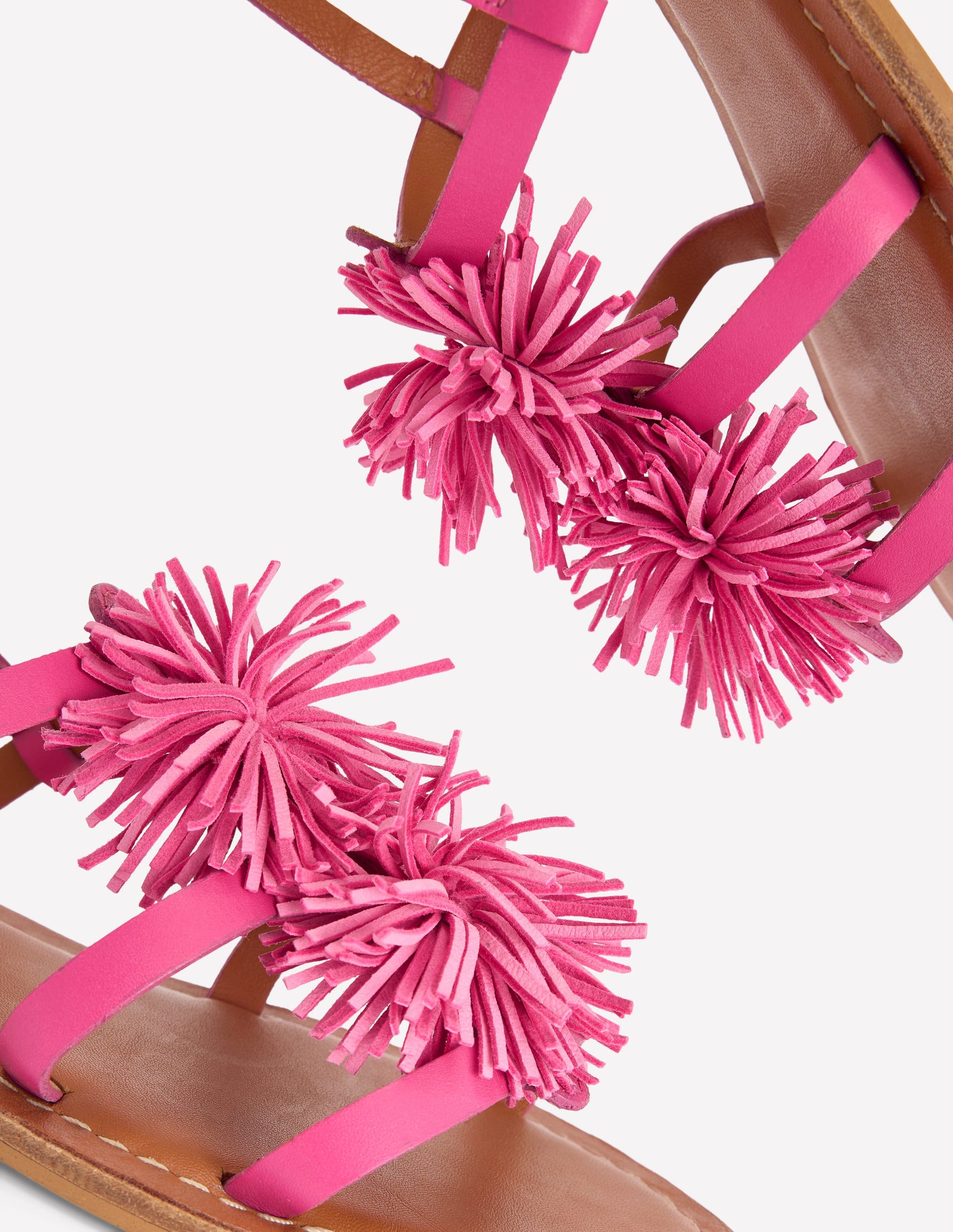 Pom Pom Flat Sandals-Pink-4