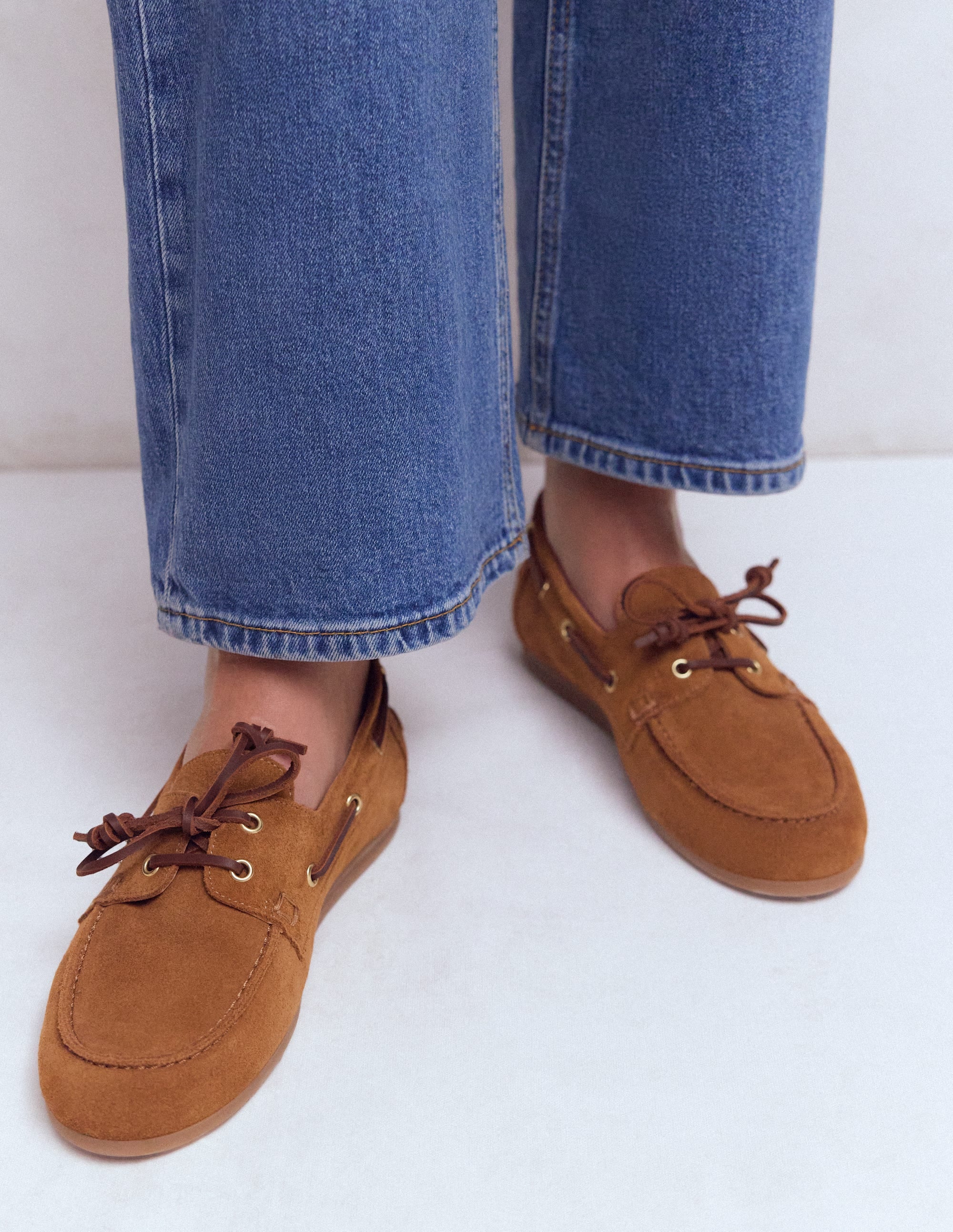 Lace-Up Boat Shoes-Tan - Image 2