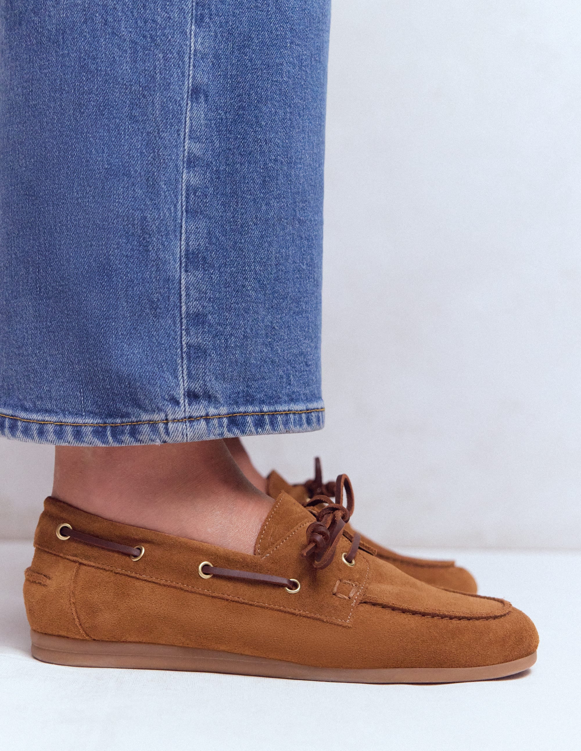 Lace-Up Boat Shoes-Tan - Image 3