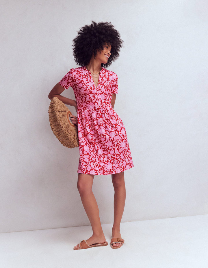 Naomi Short Jersey Dress-Pomegranate, Tigers Paradise