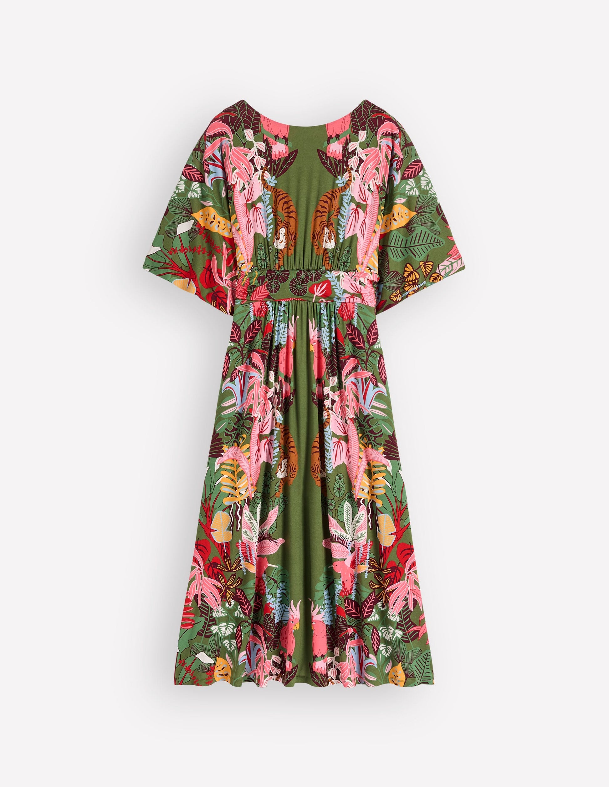 Imelda Kimono Jersey Dress-Olive, Tropical Safari-7