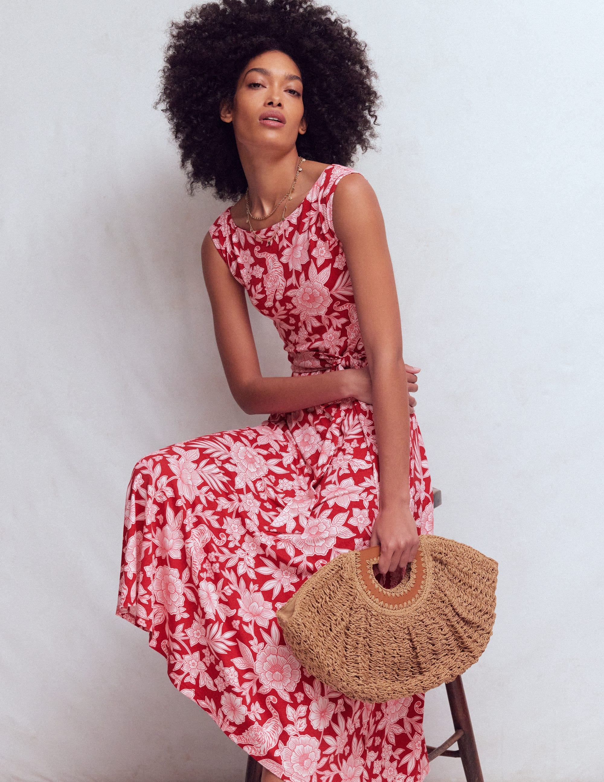 Tamsin Jersey Midi Dress-Spicy Red, Tigers Paradise - Image 1