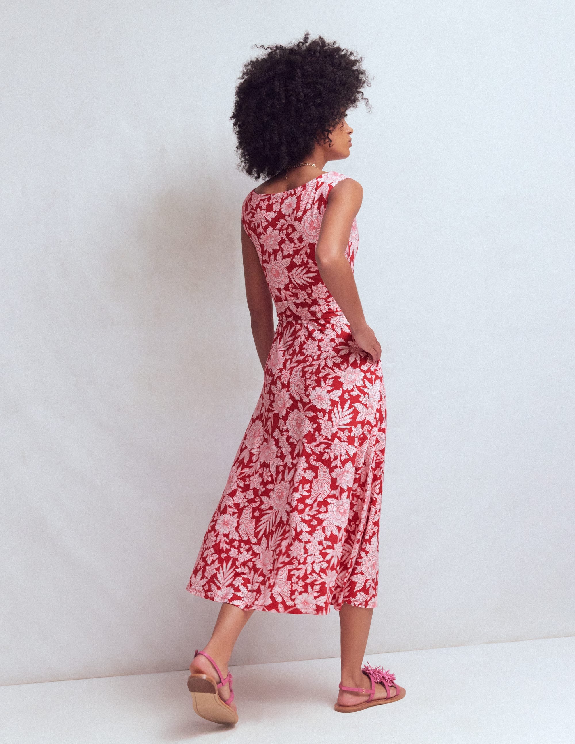Tamsin Jersey Midi Dress-Spicy Red, Tigers Paradise - Image 3