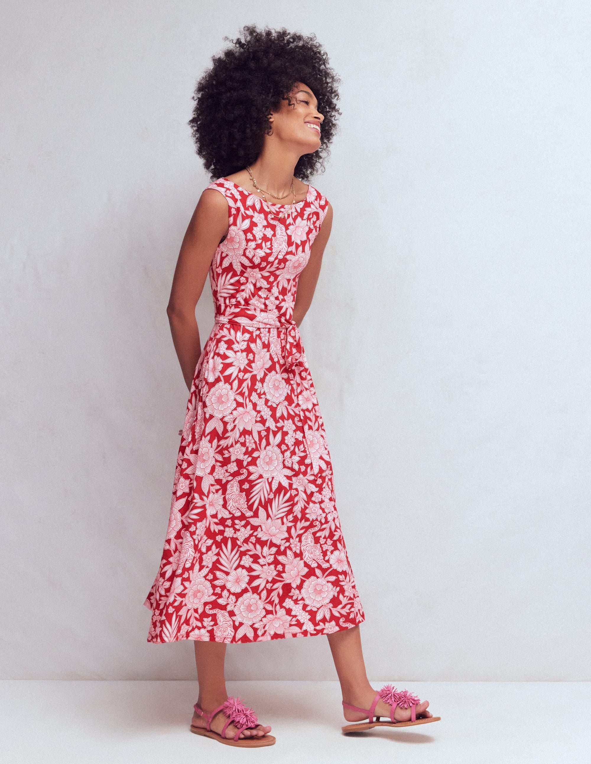 Tamsin Jersey Midi Dress-Spicy Red, Tigers Paradise - Image 4