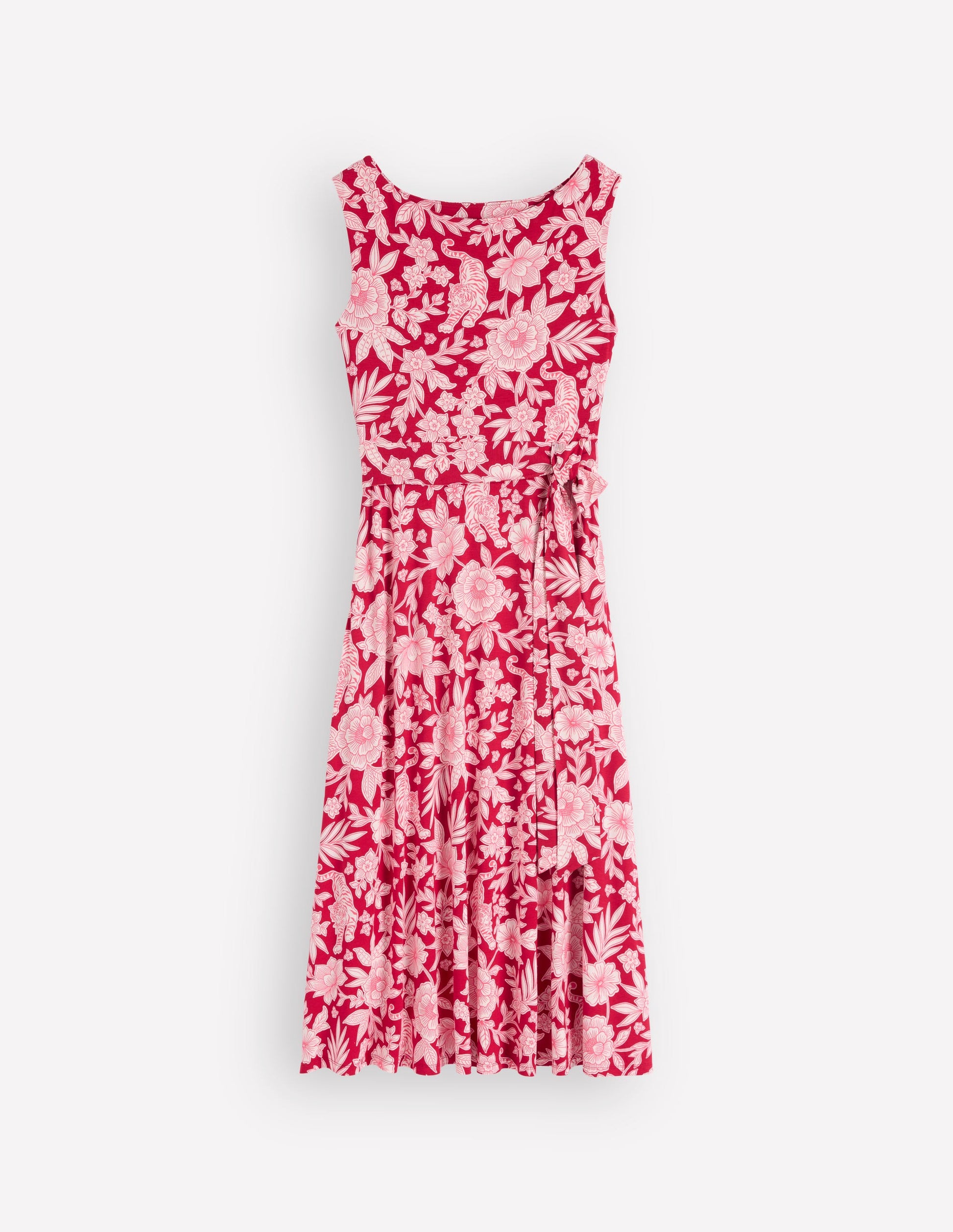 Tamsin Jersey Midi Dress-Spicy Red, Tigers Paradise-5