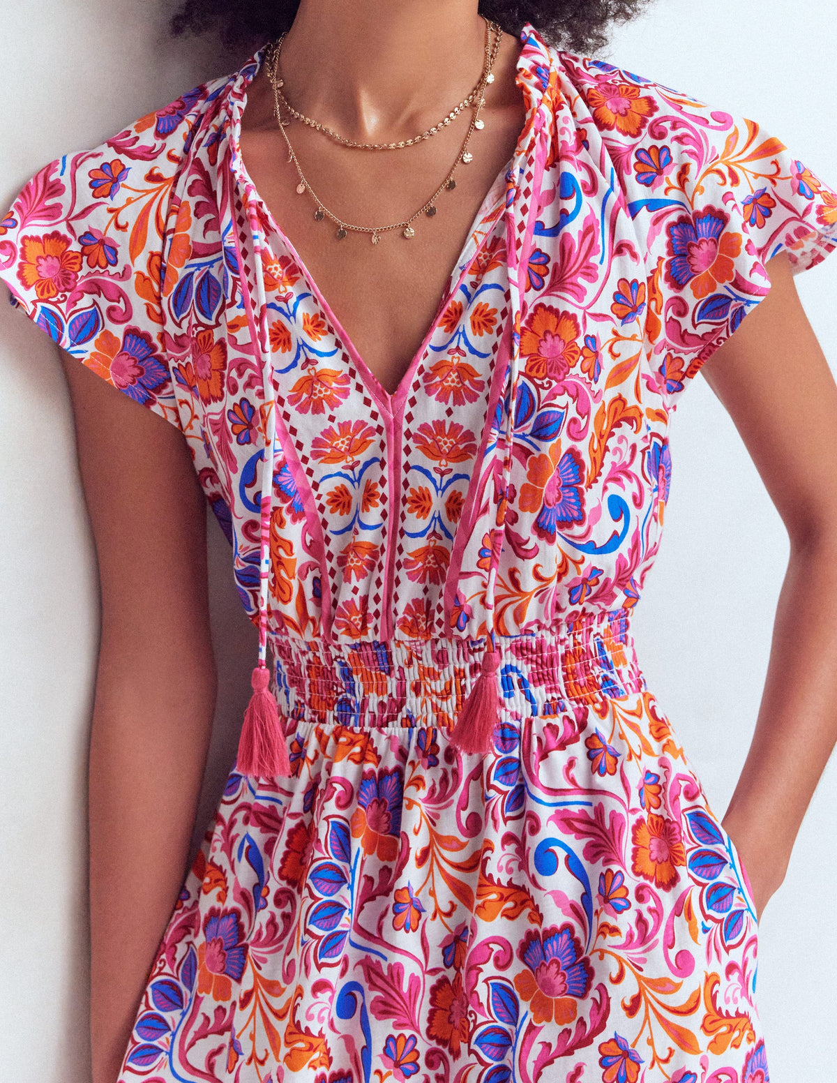 Tala Tiered Jersey Maxi Dress-Pink, Flourishing Meadow - Image 2