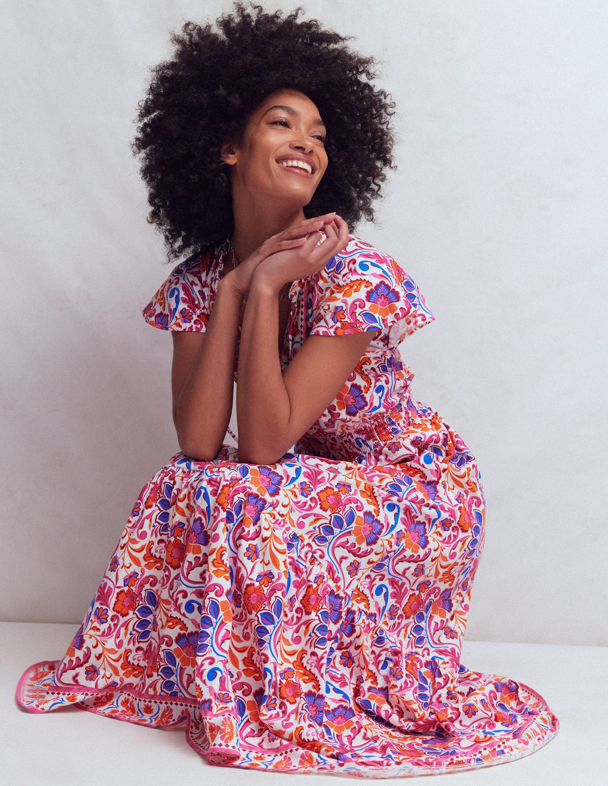 Tala Tiered Jersey Maxi Dress-Pink, Flourishing Meadow - Image 5