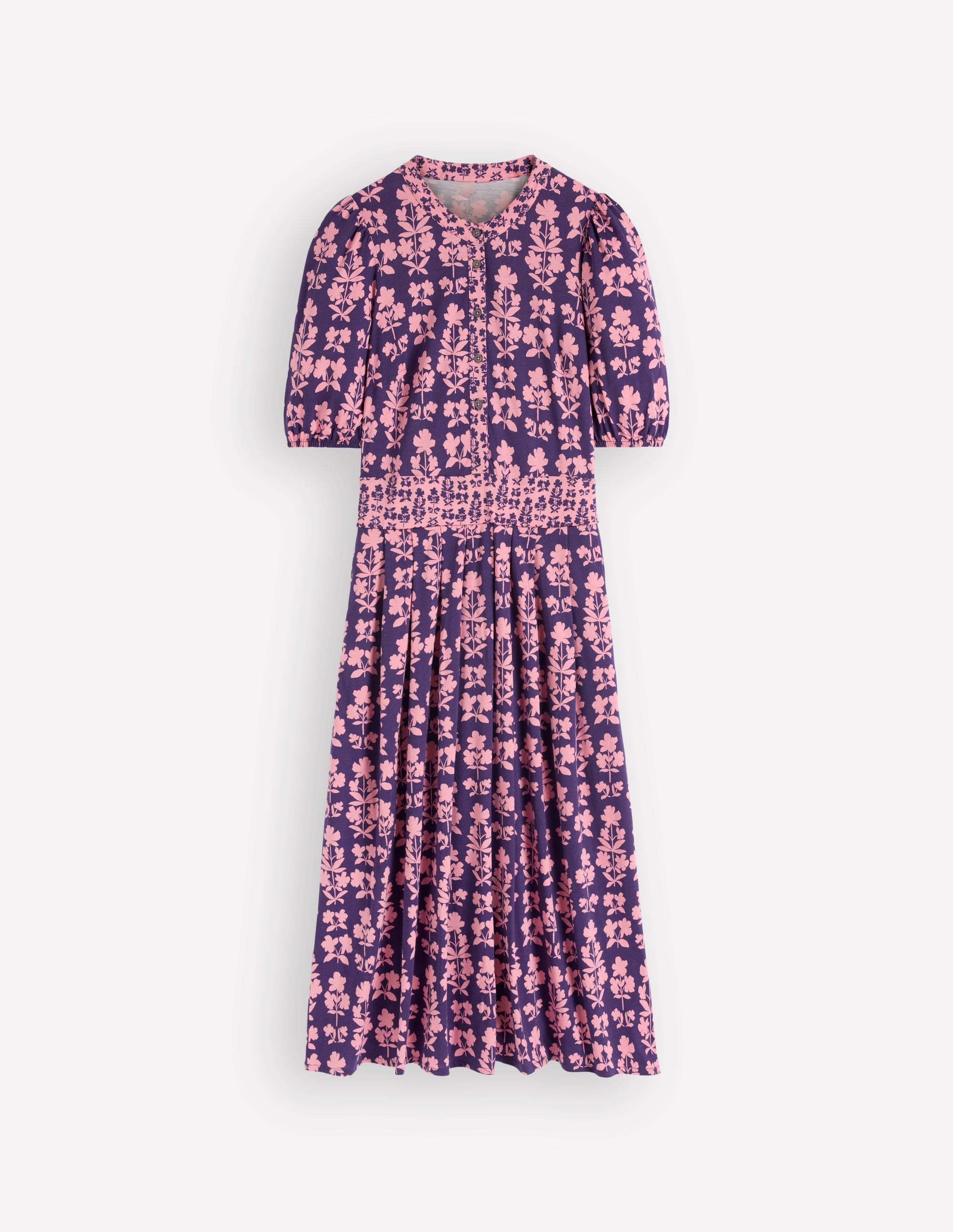 Amber Pleat Jersey Midi Dress-Calla Lilly, Blossom Grove - Image 6