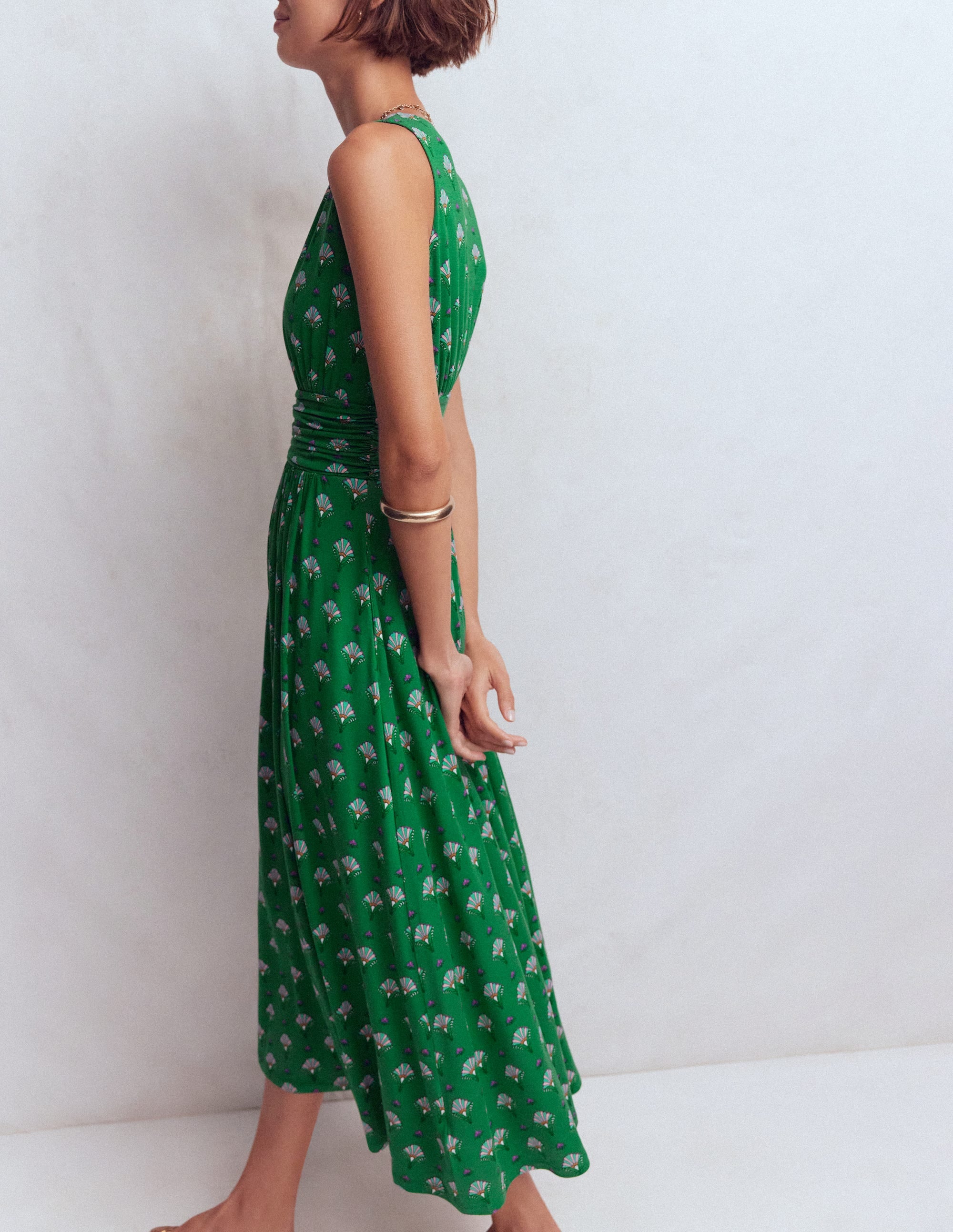 Elodie Jersey Maxi Dress-Green, Ornamental Floweret - Image 3