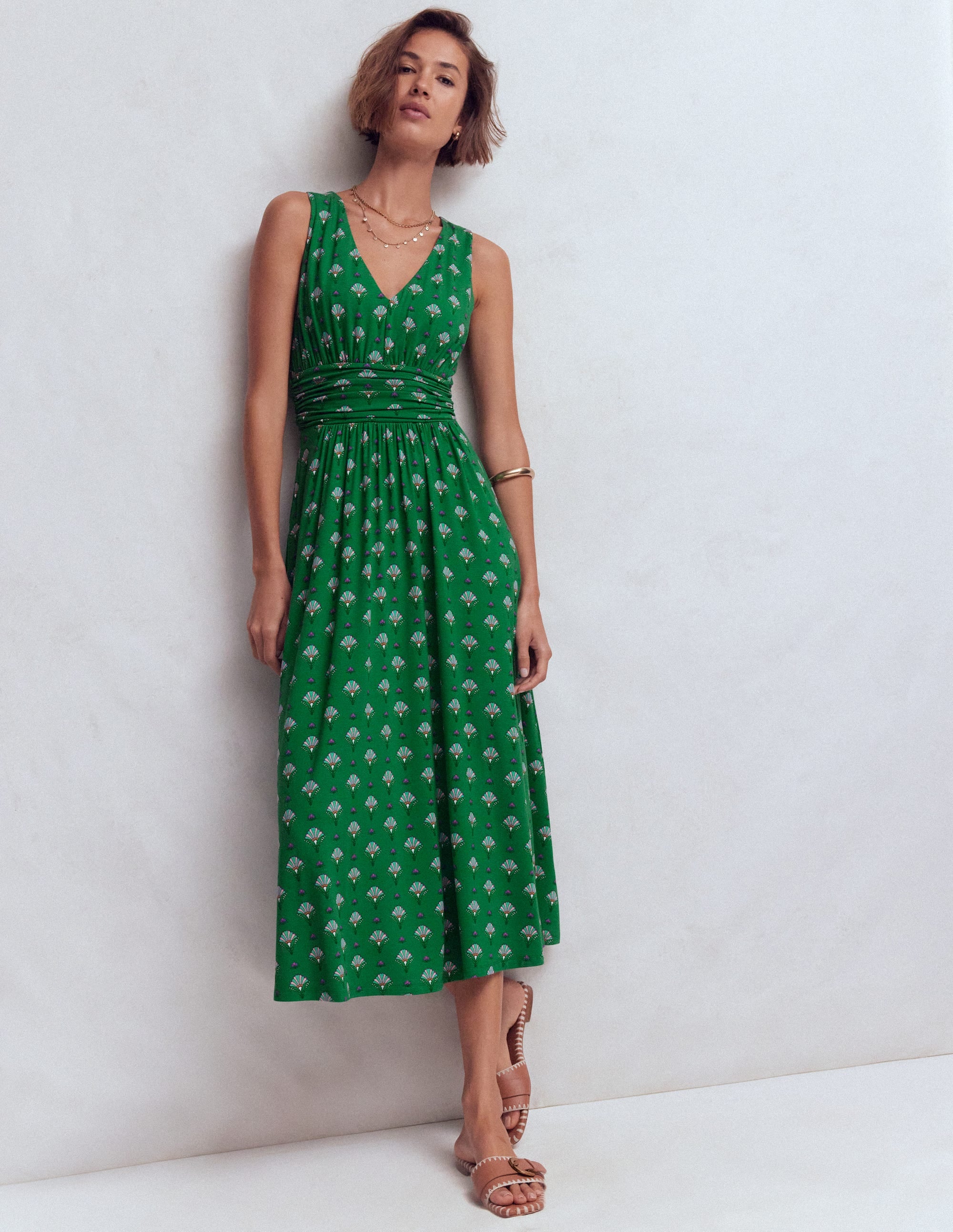 Elodie Jersey Maxi Dress-Green, Ornamental Floweret - Image 4