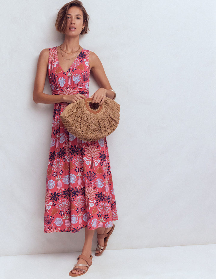 Elodie Jersey Maxi Dress-Cherry Blush, Tropical Forest