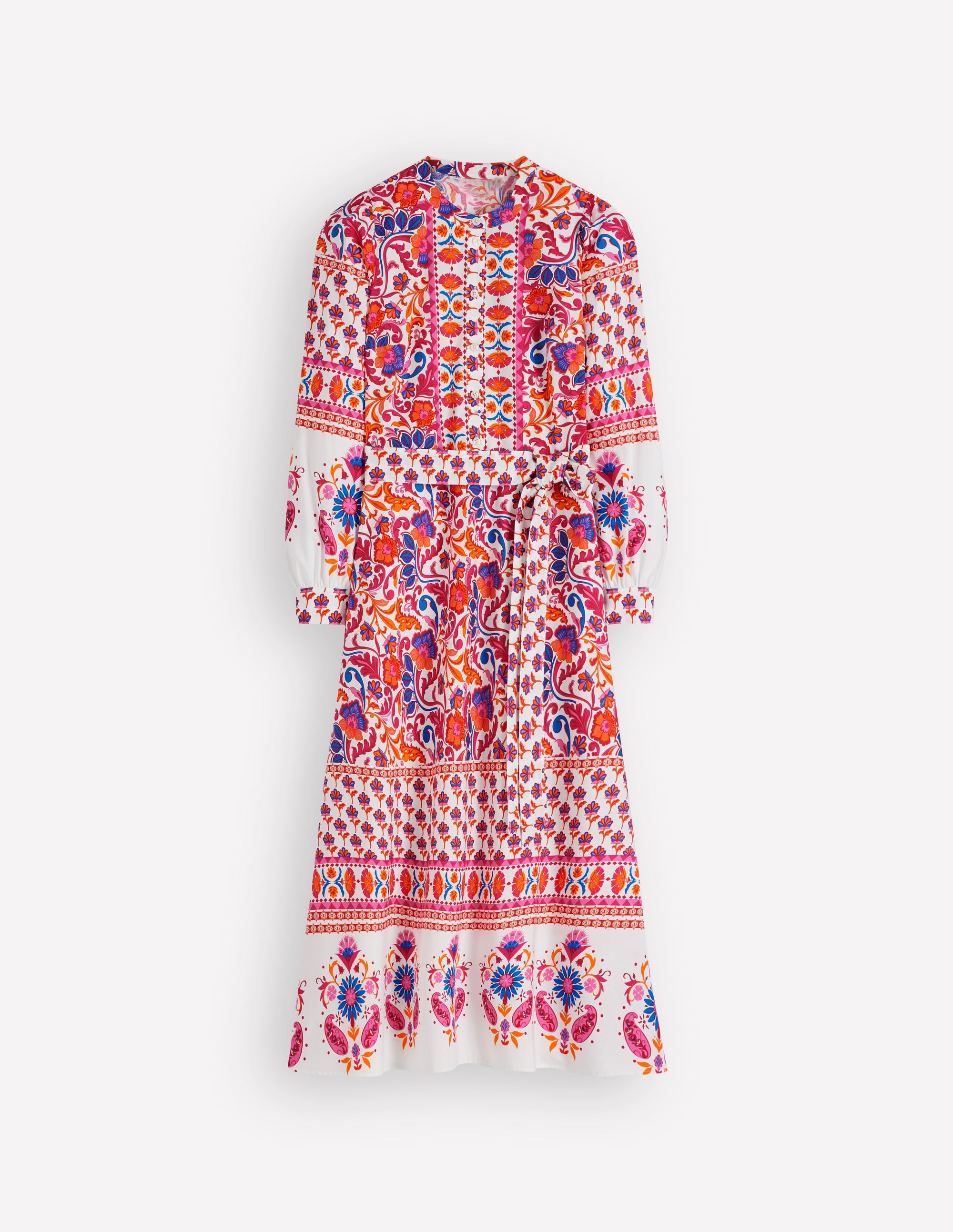 Ava Cotton Midi Dress-Pink Flourishing Meadow Border - Image 7