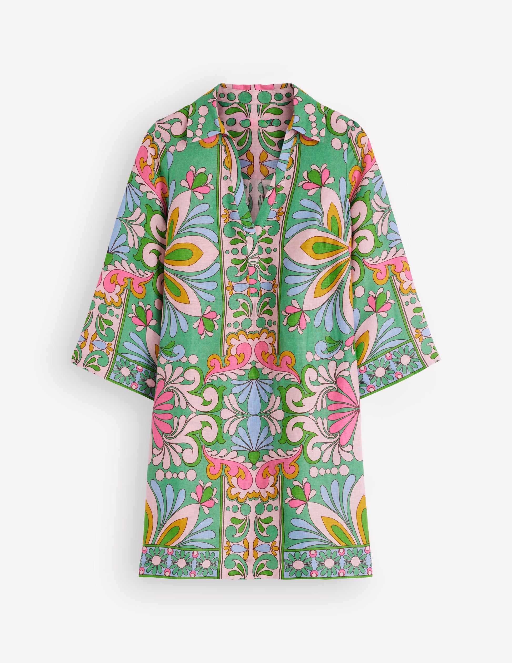 Carmen Linen Short Dress-Multi Bloom Tapestry-7