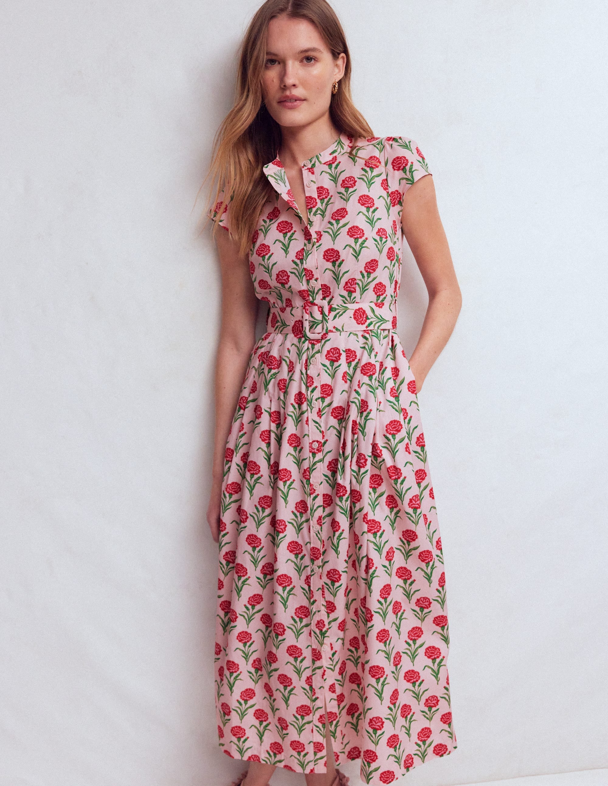 Arabella Cotton Maxi Dress-Pink Carnation Stem - Image 1