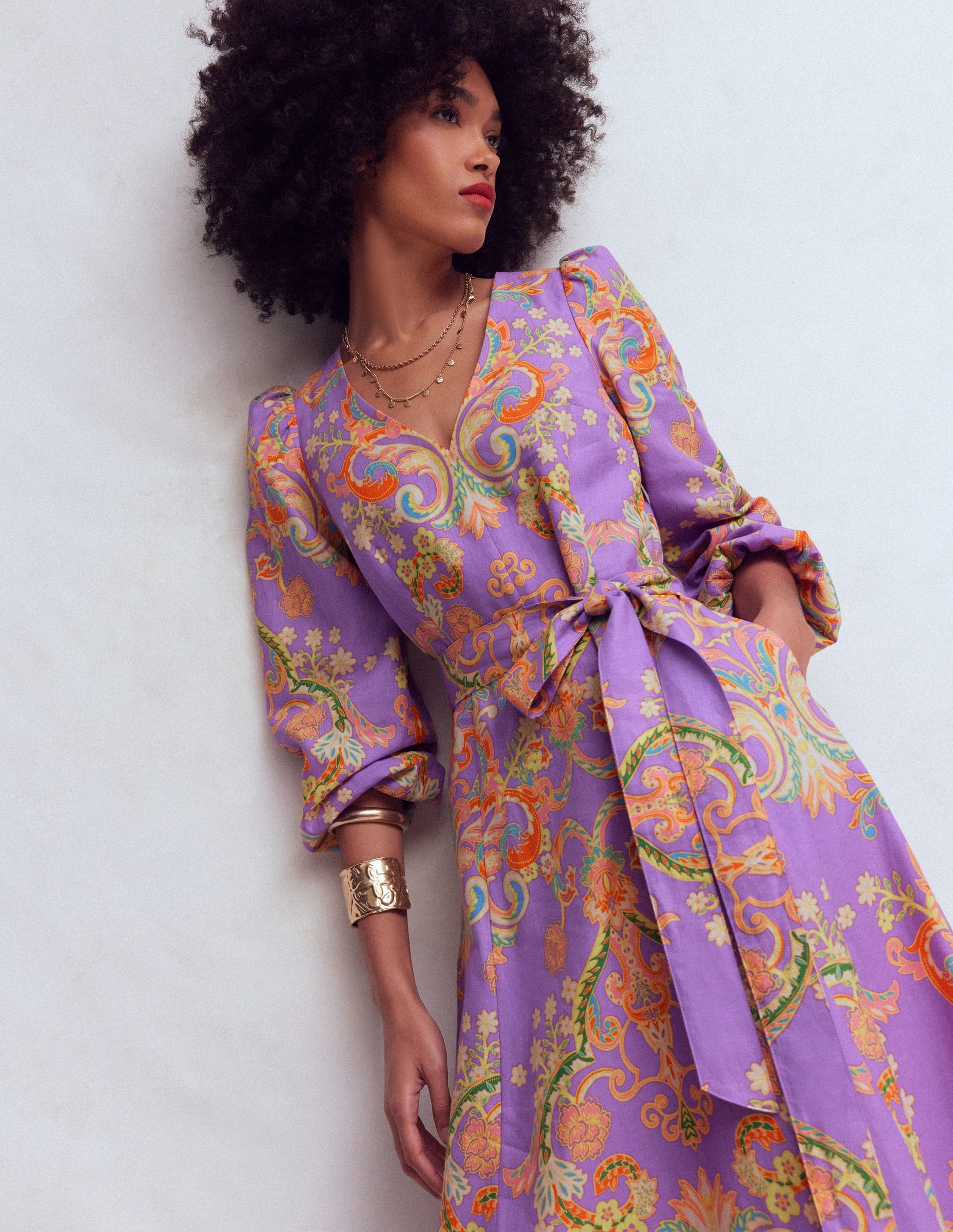 Florence Linen Blend Dress-Multi Enchanting Bouquet-2