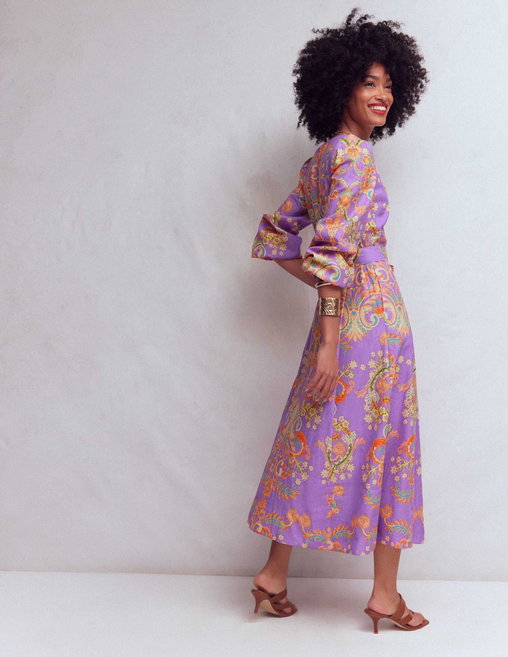 Florence Linen Blend Dress-Multi Enchanting Bouquet-3