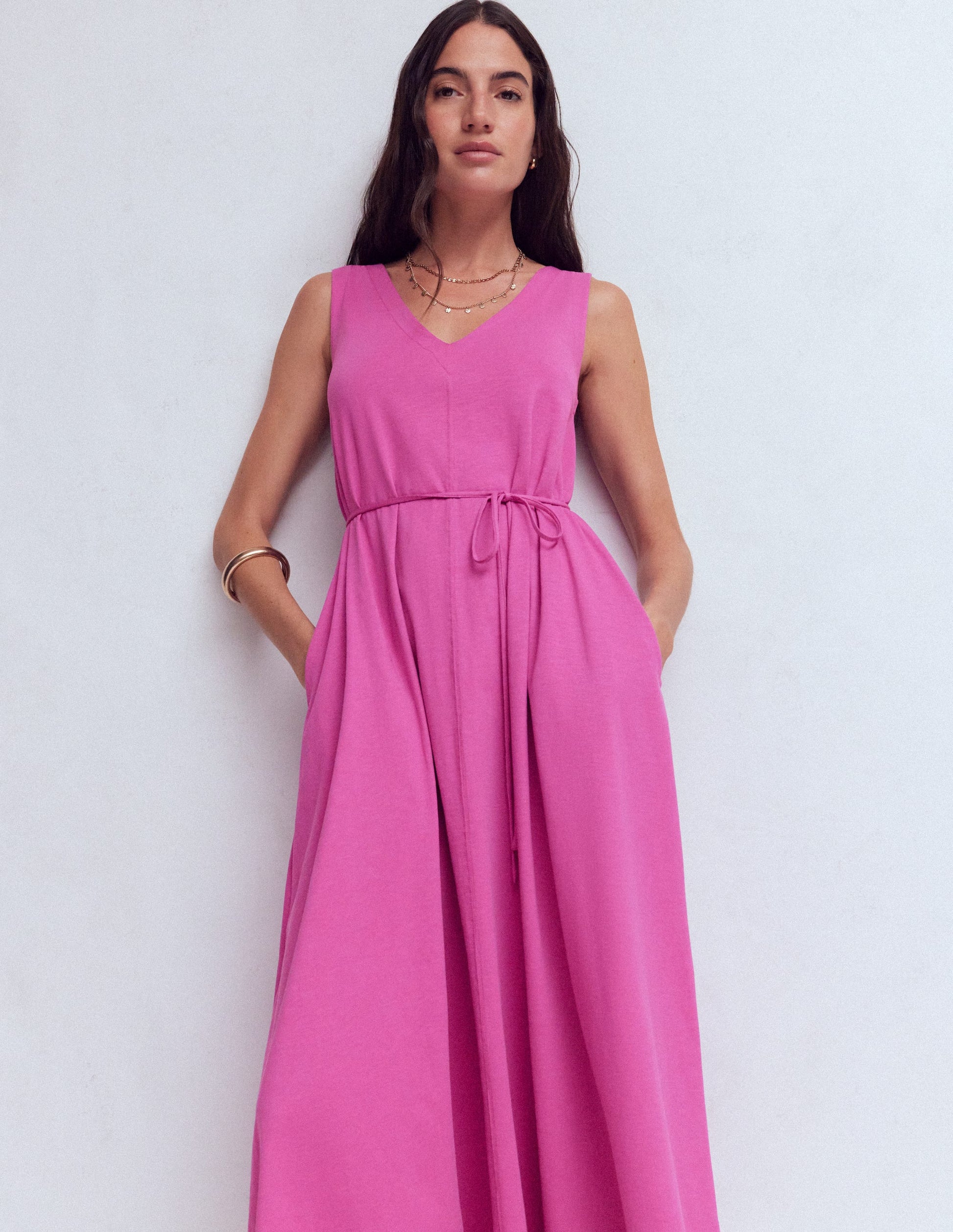 Mia V-neck Jersey Midi Dress-Passion Flower-5