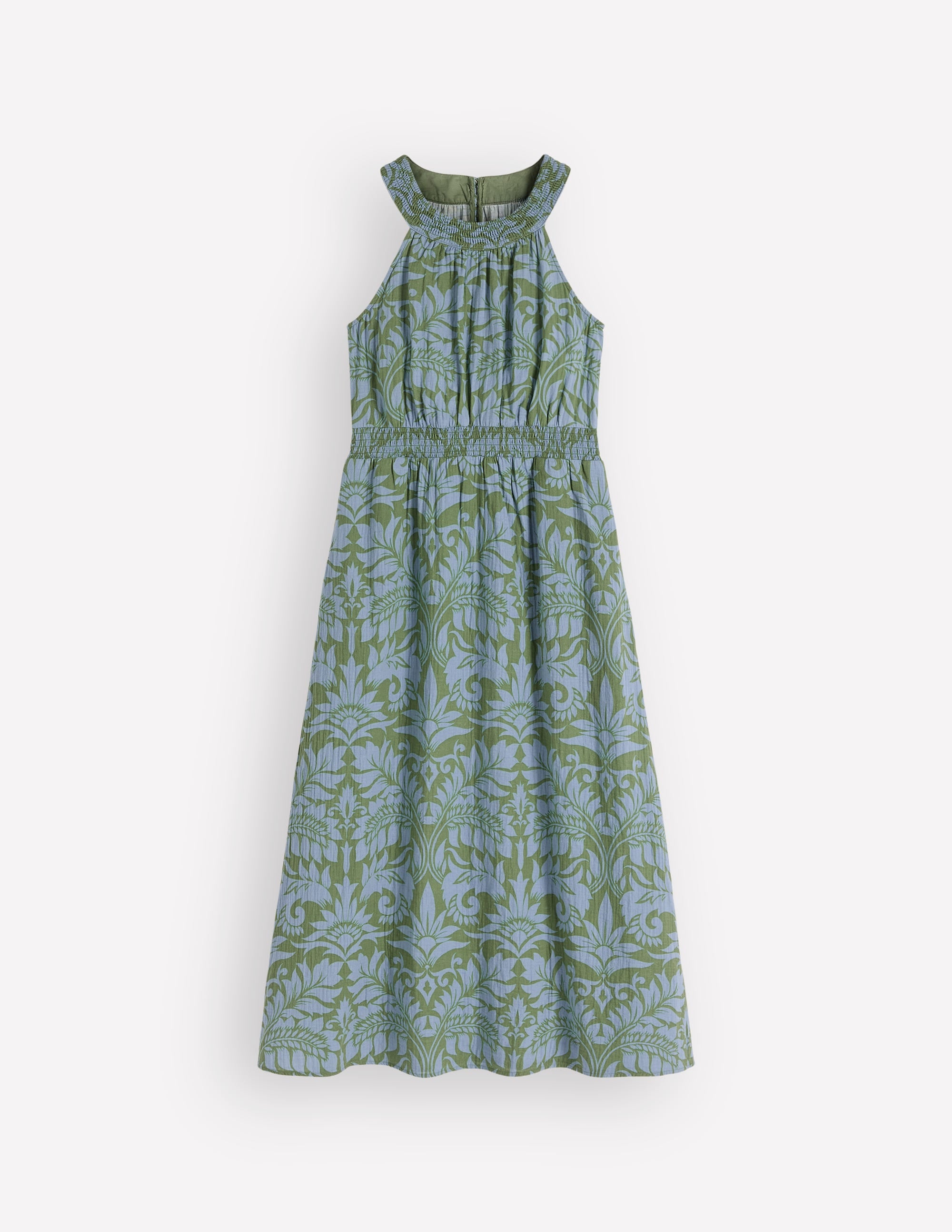 Daphne Double Cloth Dress-Green Ornamental Foliage - Image 6