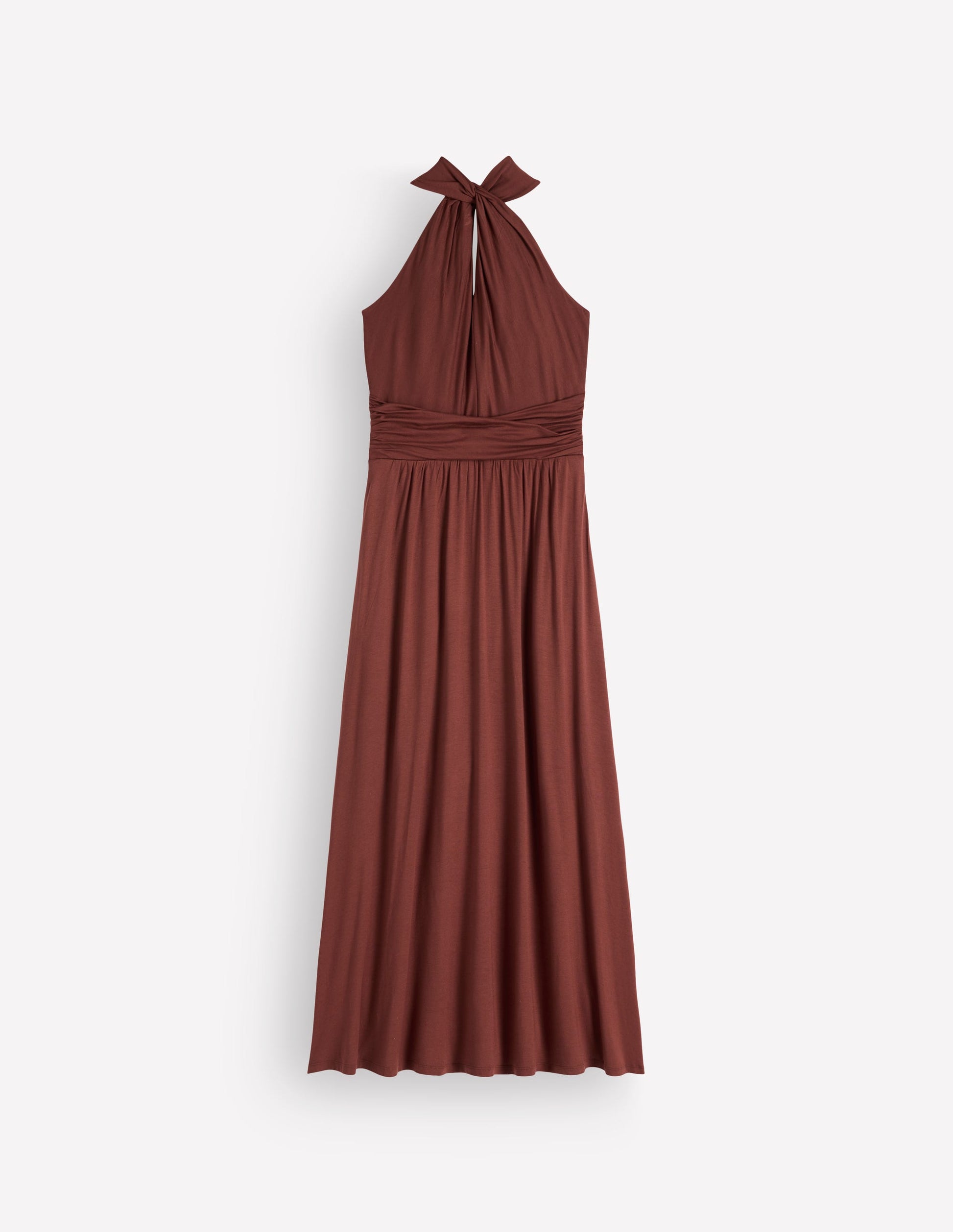 Sydney Twist Neck Jersey Dress-Bitter Chocolate-7