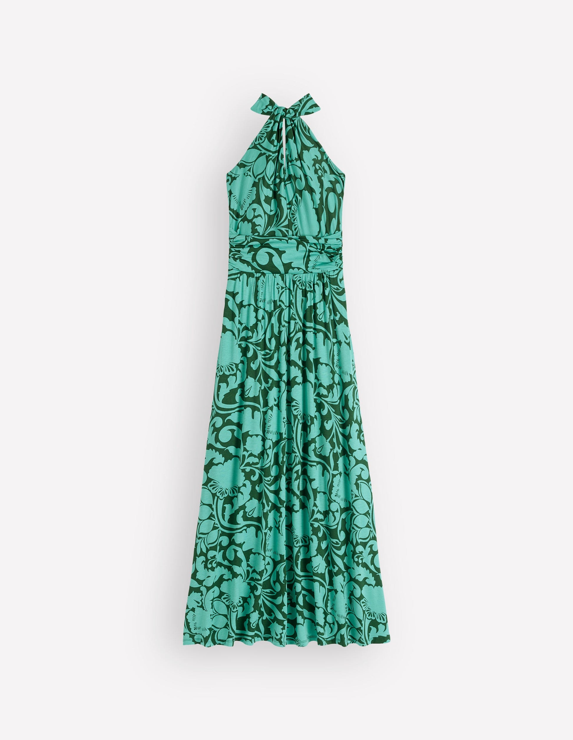 Sydney Twist Neck Jersey Dress-Green, Flourishing Meadow-6
