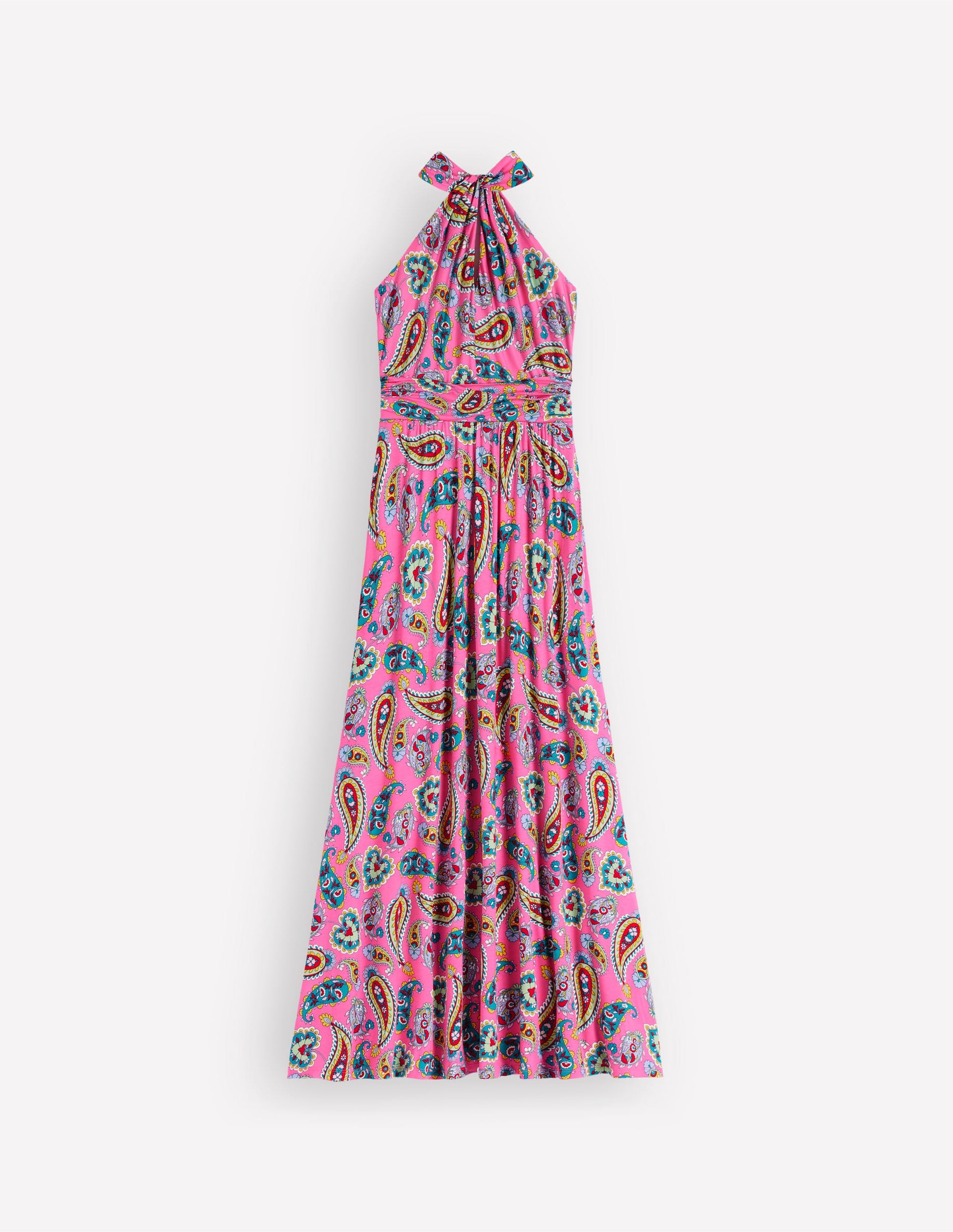 Sydney Twist Neck Jersey Dress-Pink Paisley-7