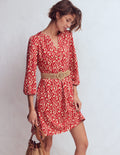 Cathy Notch Neck Jersey Dress-Merida Red, Ikat