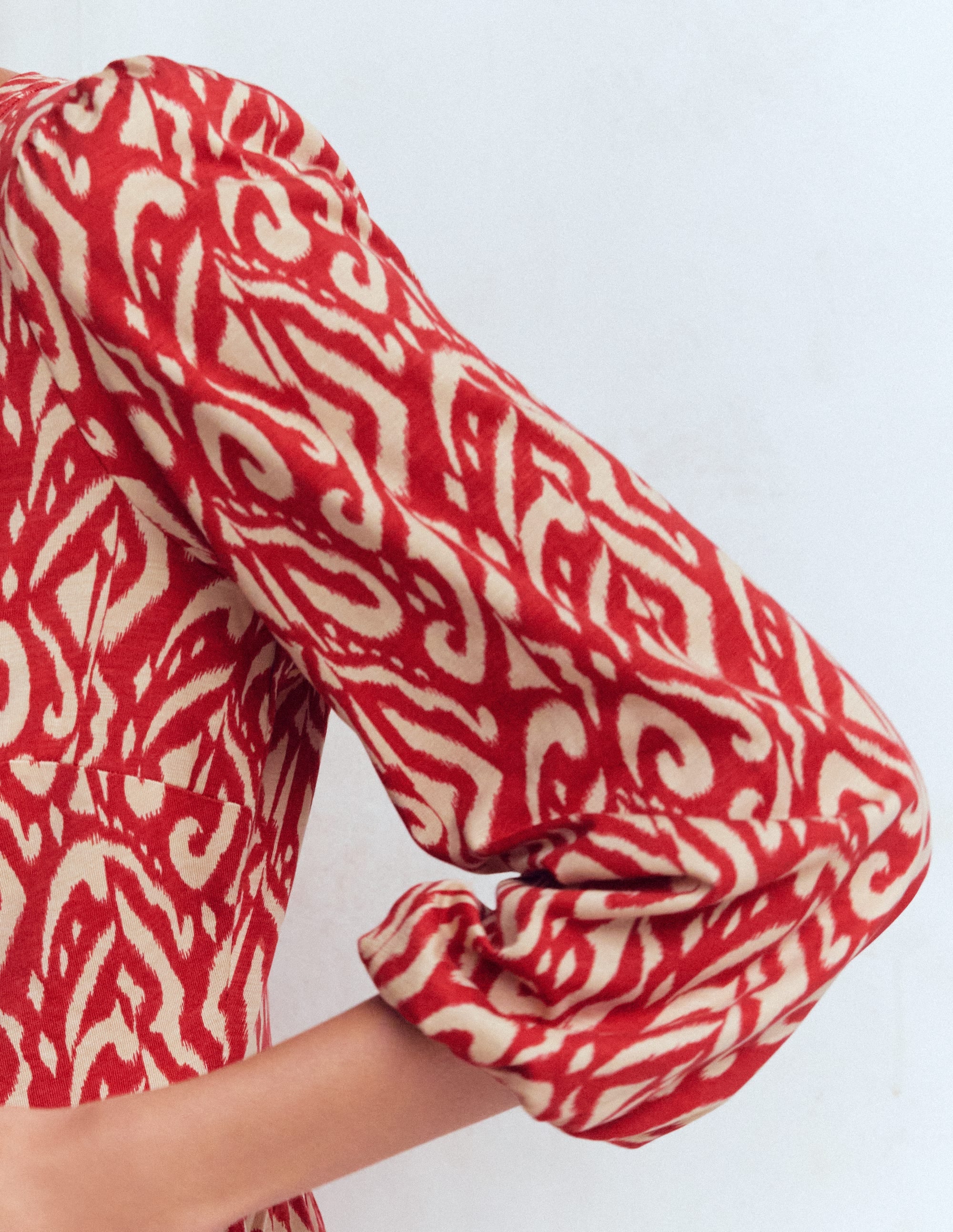 Cathy Notch Neck Jersey Dress-Merida Red, Ikat - Image 2