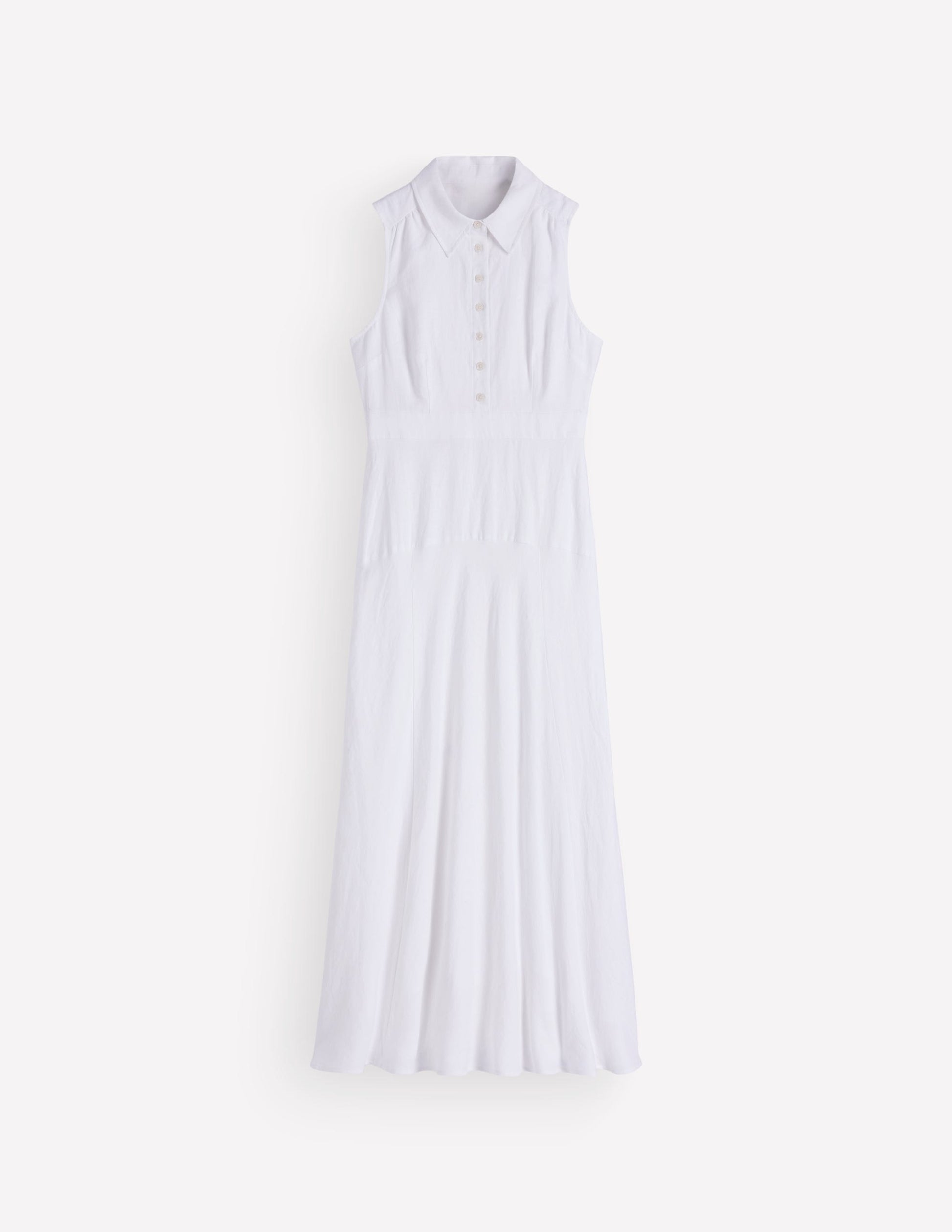Erma Drop Waist Linen Dress-White-7