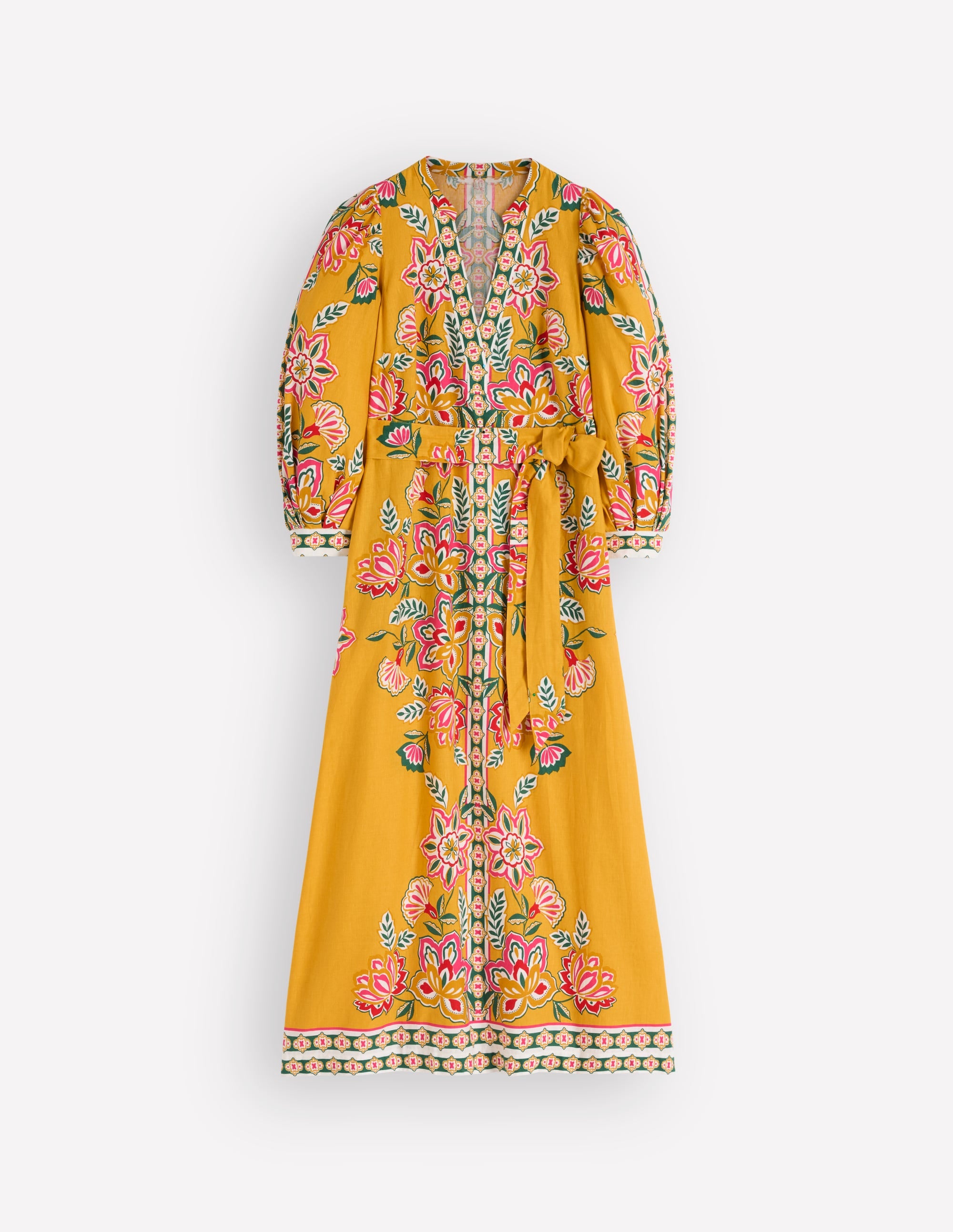 Octavia Linen Blend Dress-Yellow Blossom Elegance - Image 6