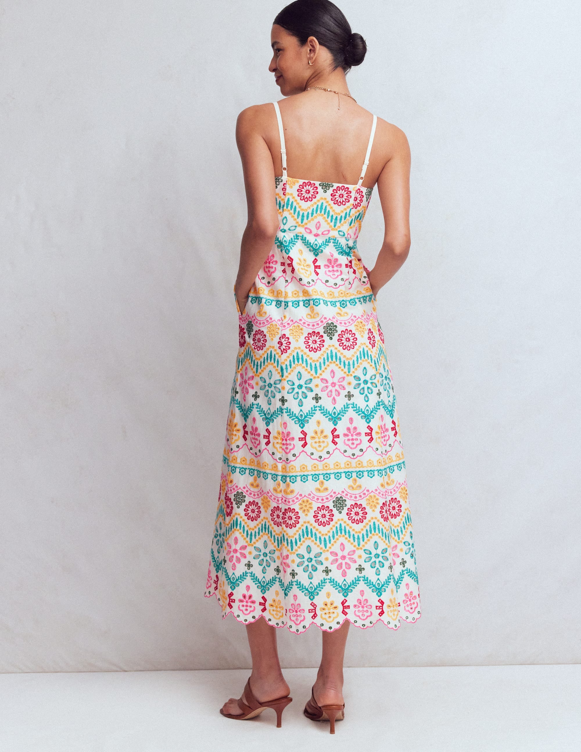 Empire Linen Broderie Dress-Multi Broderie - Image 3