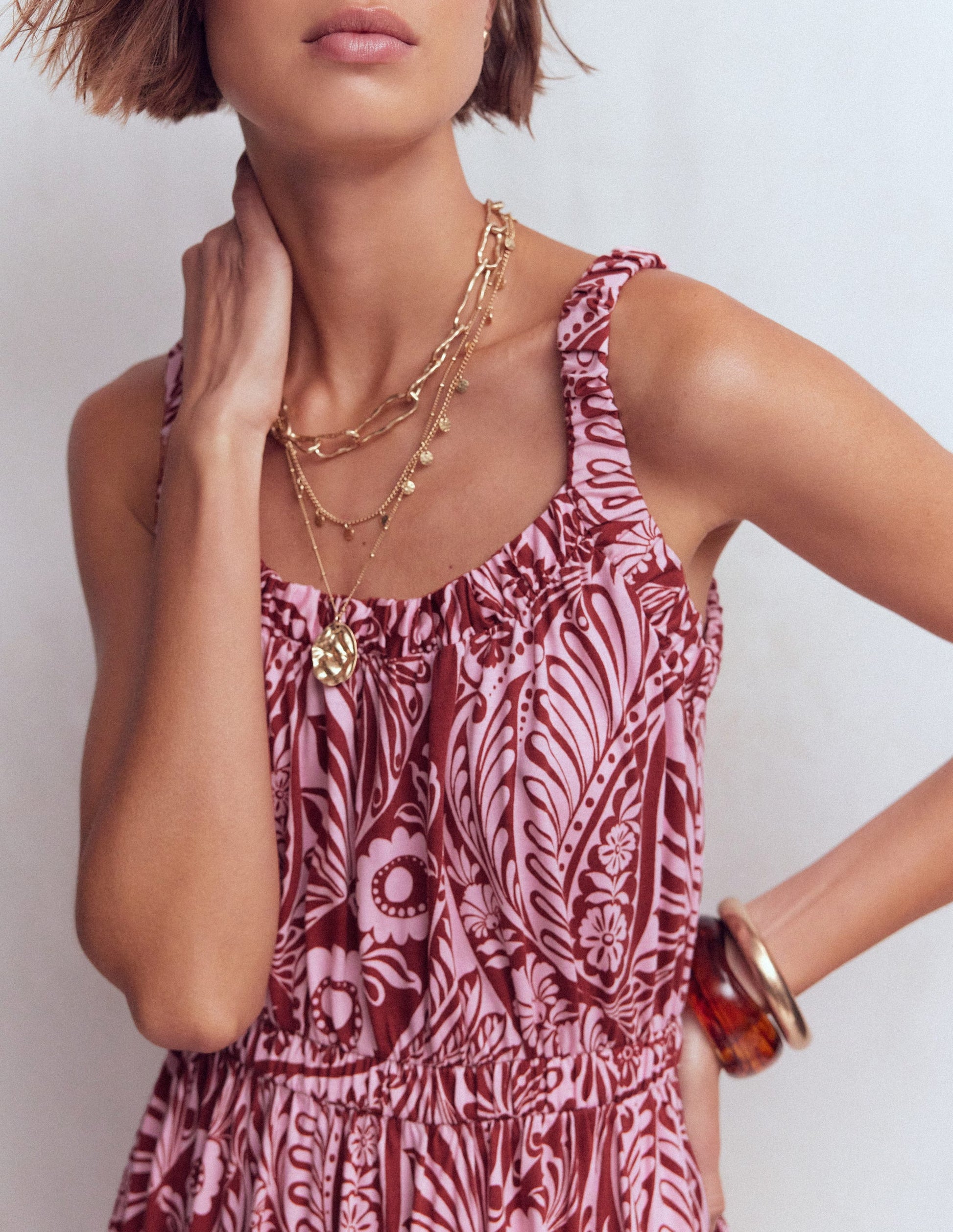 Scoop Neck Jersey Dress-Pink, Enchanted Paisley-2