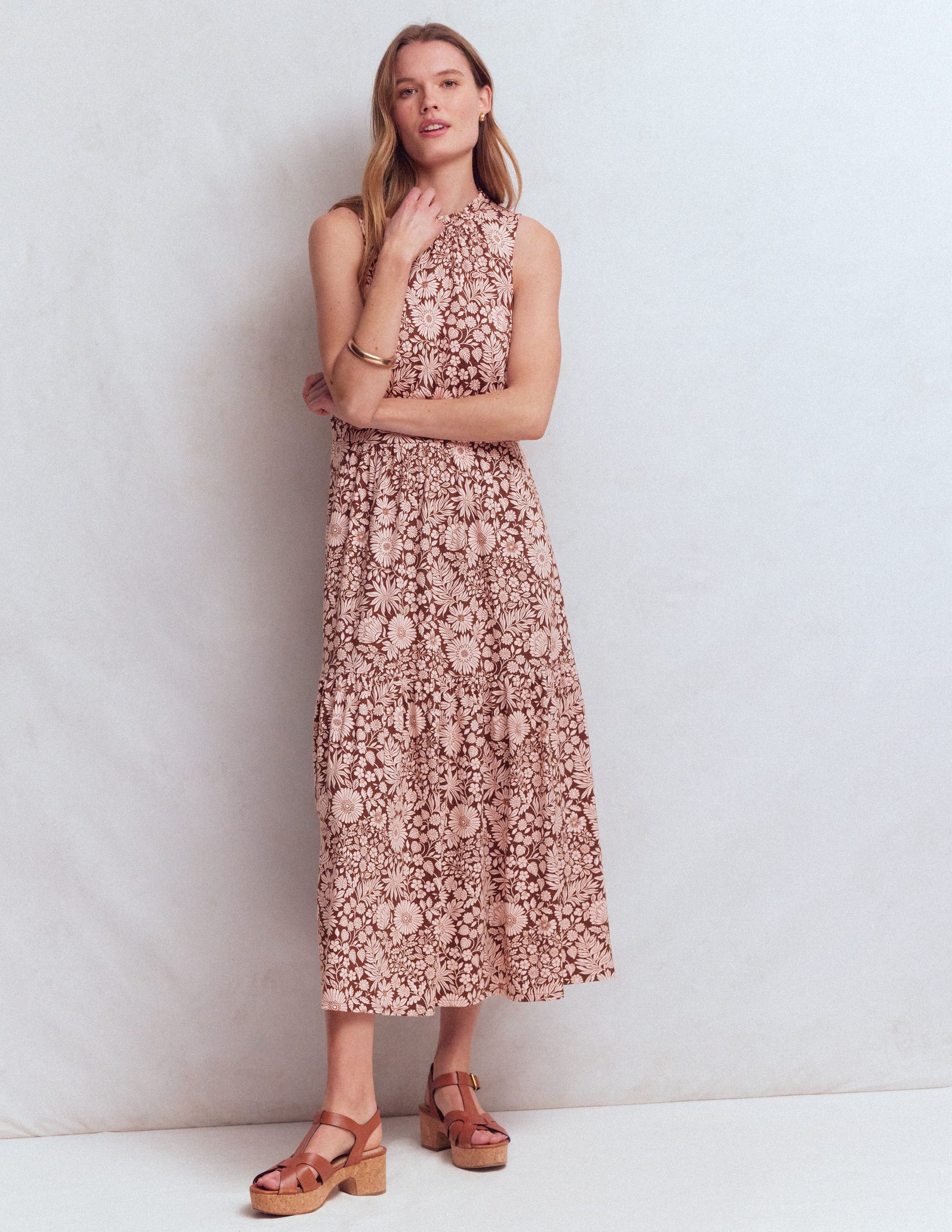 Camalie Jersey Maxi Dress-Raw Umber, Flowerbed Bloom-4