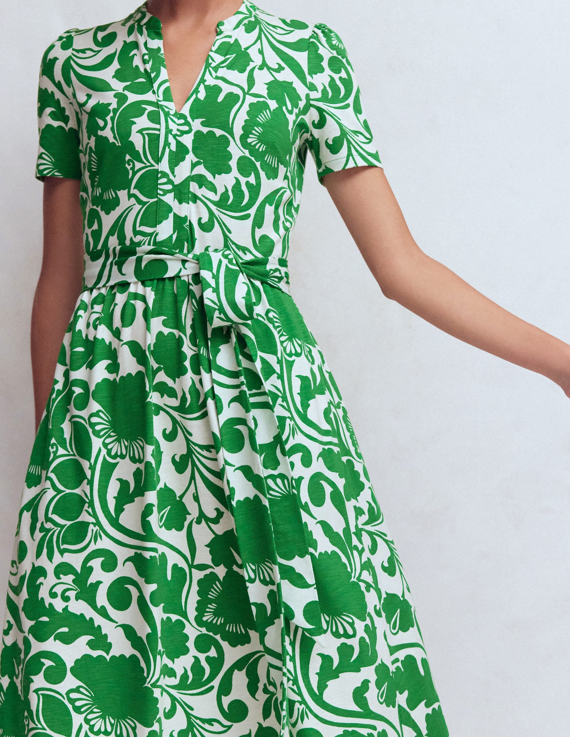 Naomi Jersey Midi Dress-Emerald, Flourishing Meadow - Image 2