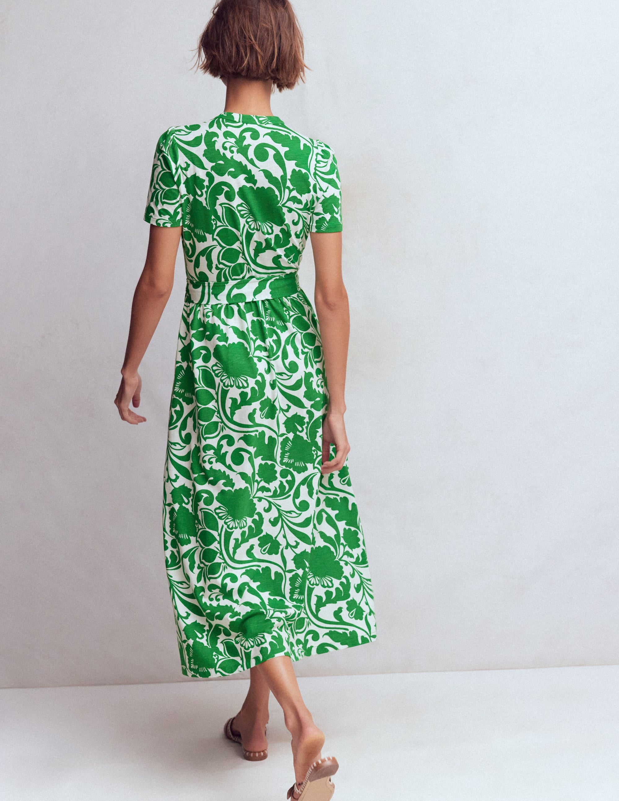 Naomi Jersey Midi Dress-Emerald, Flourishing Meadow - Image 3
