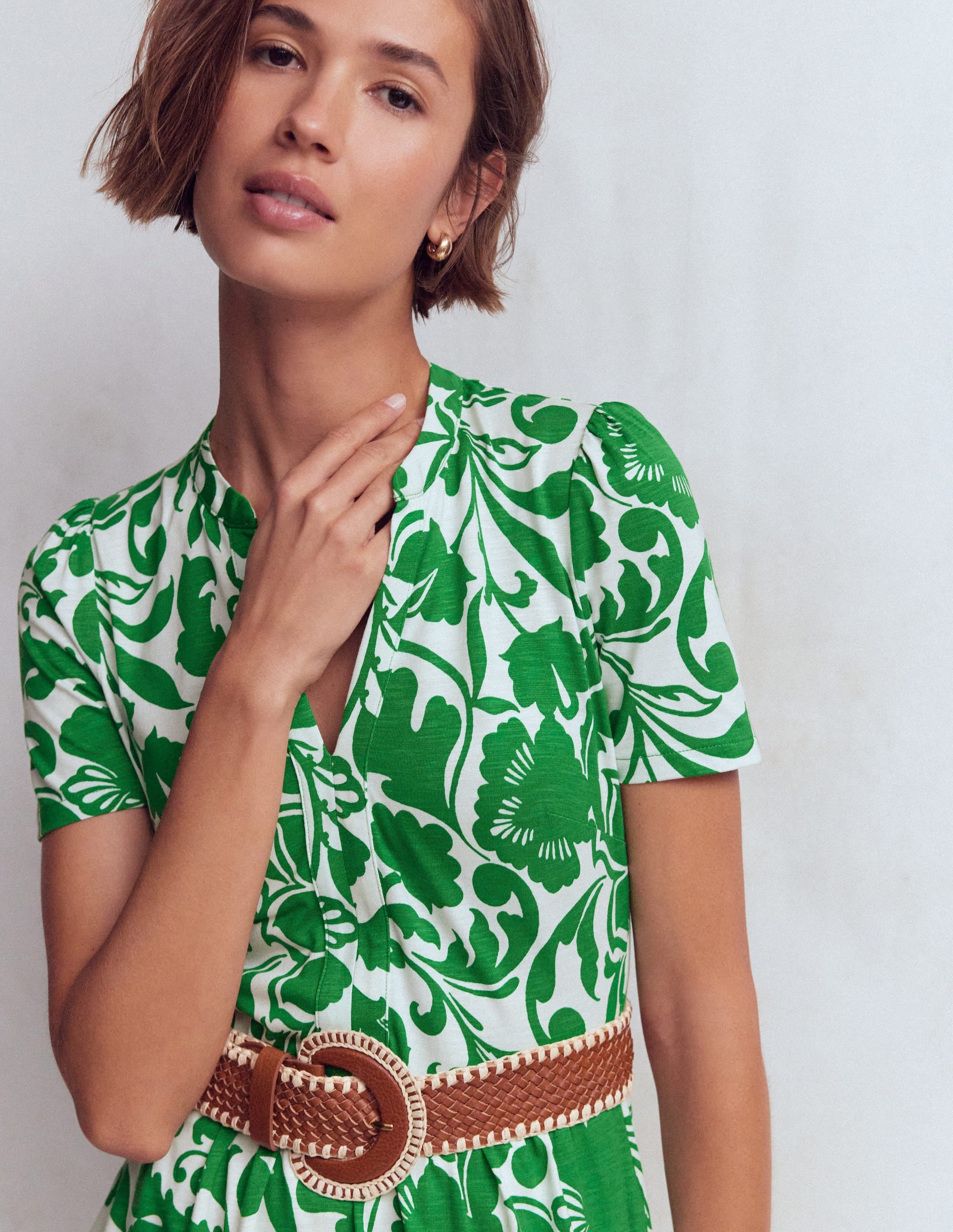 Naomi Jersey Midi Dress-Emerald, Flourishing Meadow - Image 6