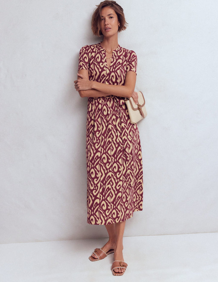 Naomi Jersey Midi Dress-Deep Wisteria, Ikat