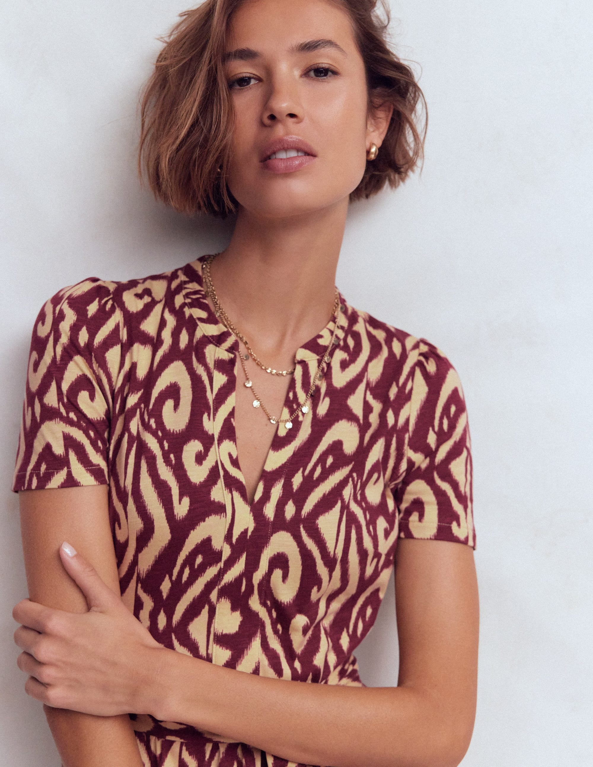 Naomi Jersey Midi Dress-Deep Wisteria, Ikat - Image 2
