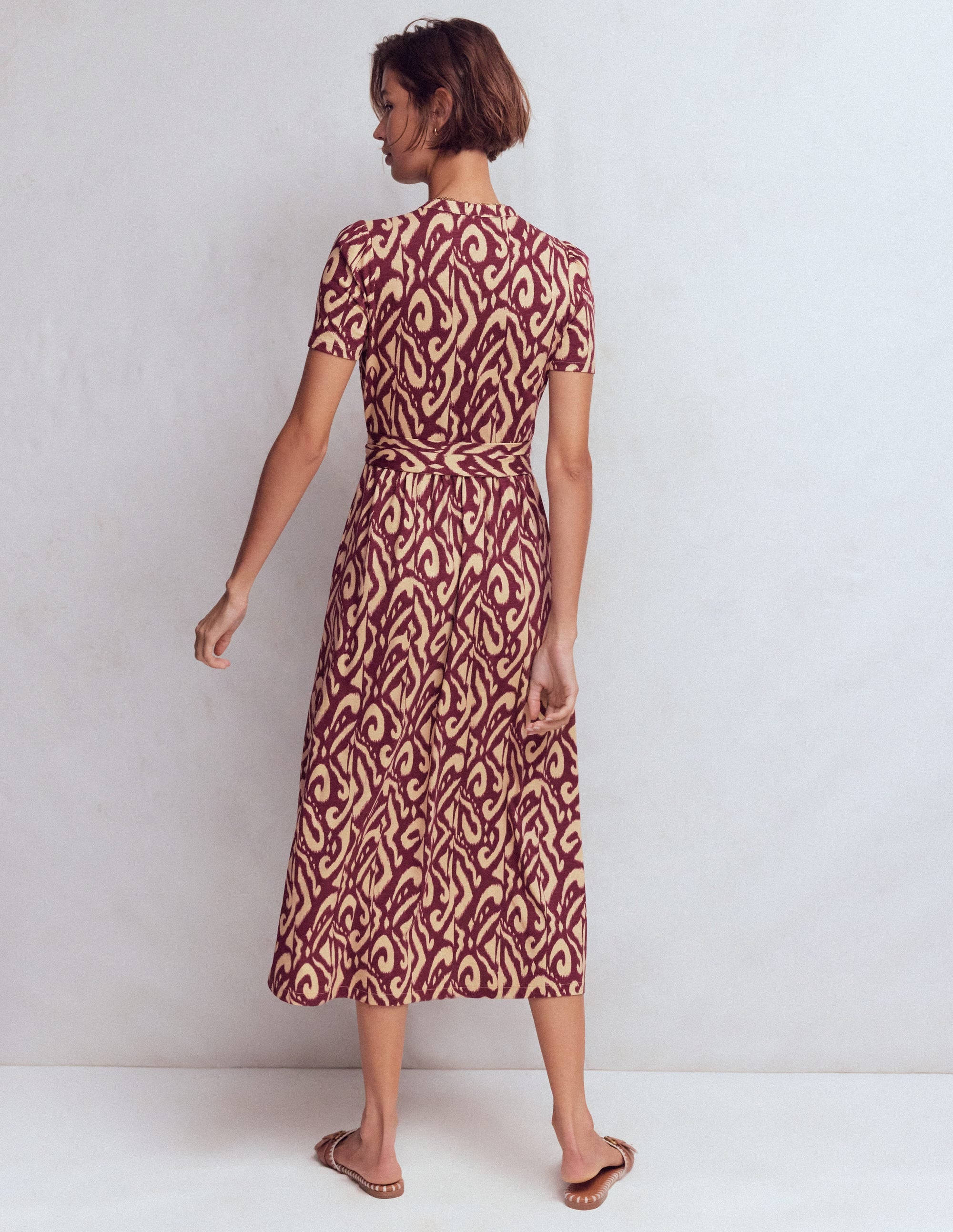 Naomi Jersey Midi Dress-Deep Wisteria, Ikat - Image 3