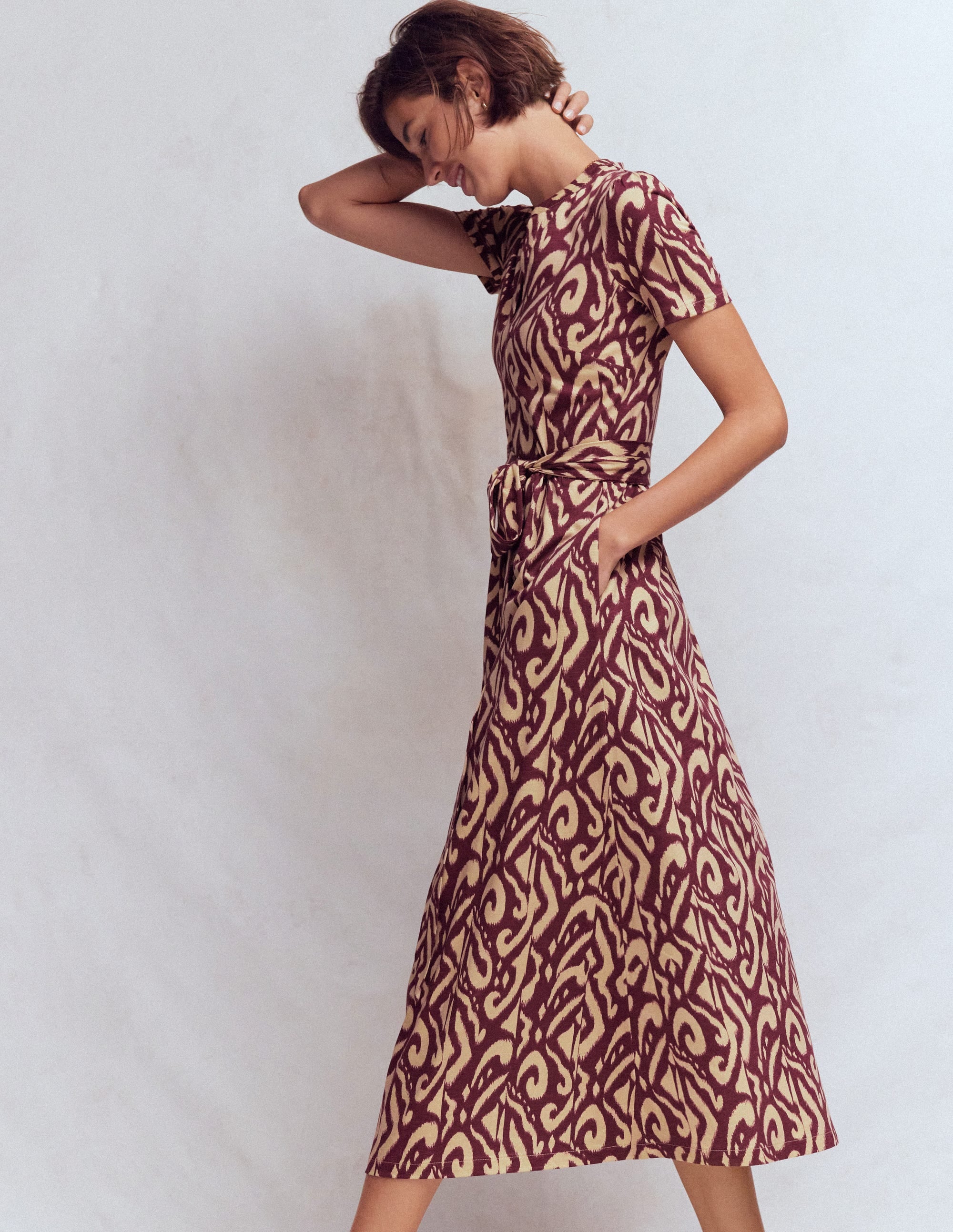 Naomi Jersey Midi Dress-Deep Wisteria, Ikat - Image 4