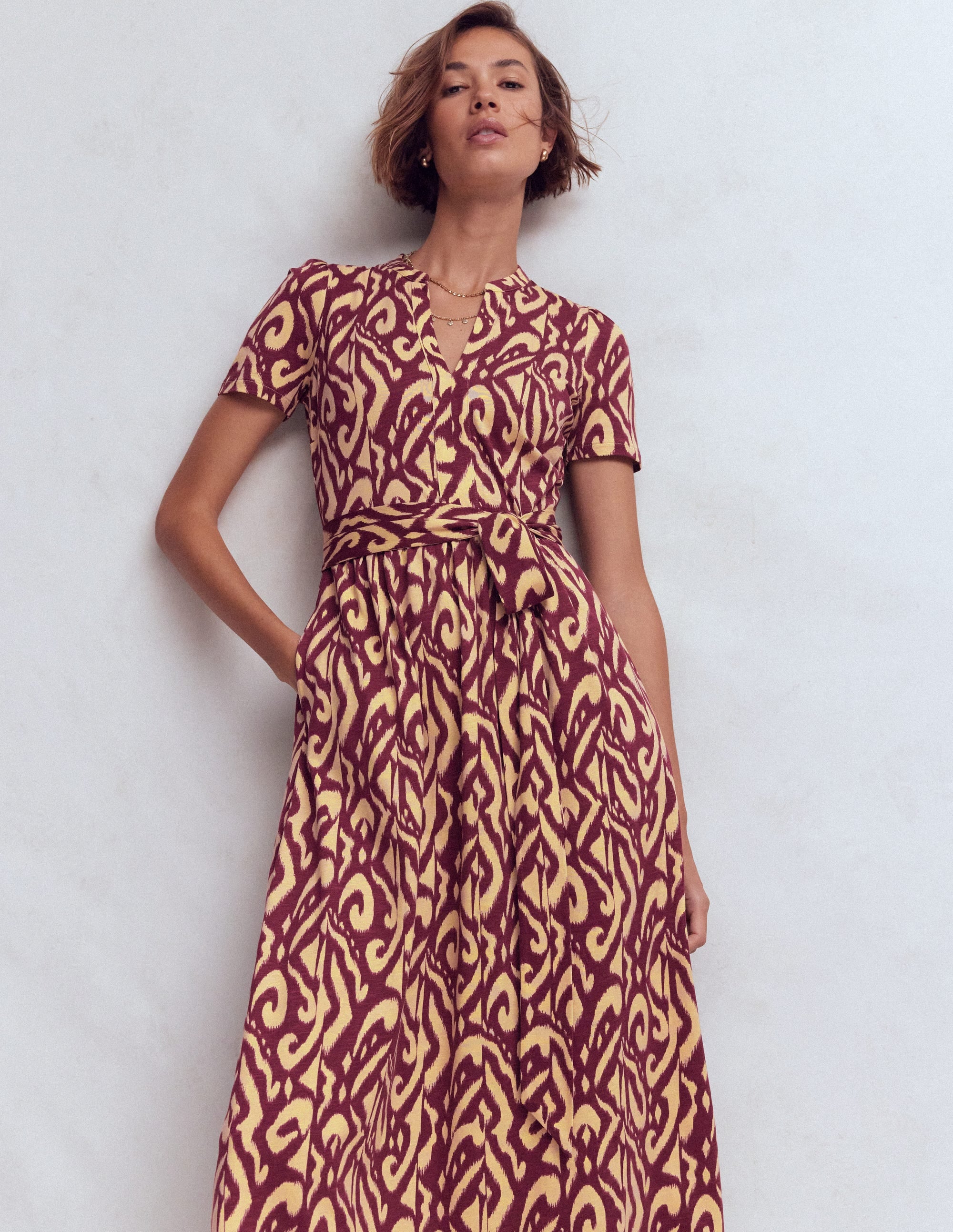 Naomi Jersey Midi Dress-Deep Wisteria, Ikat - Image 5