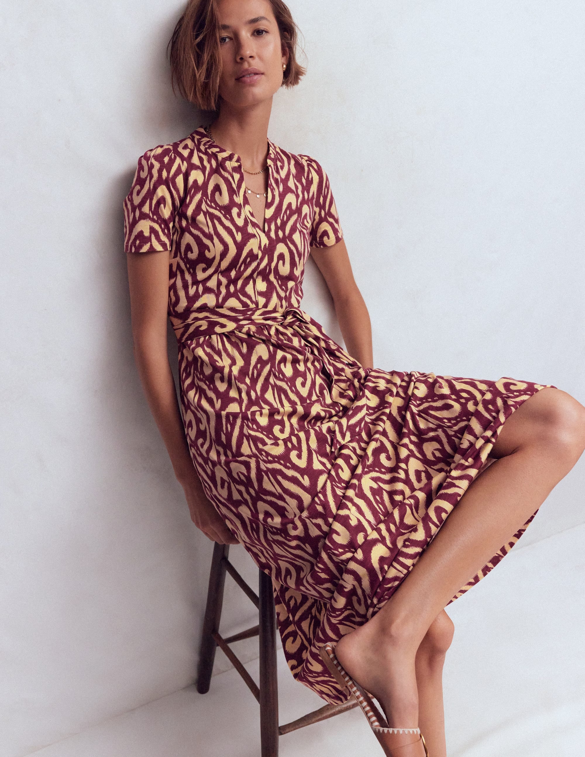 Naomi Jersey Midi Dress-Deep Wisteria, Ikat - Image 6