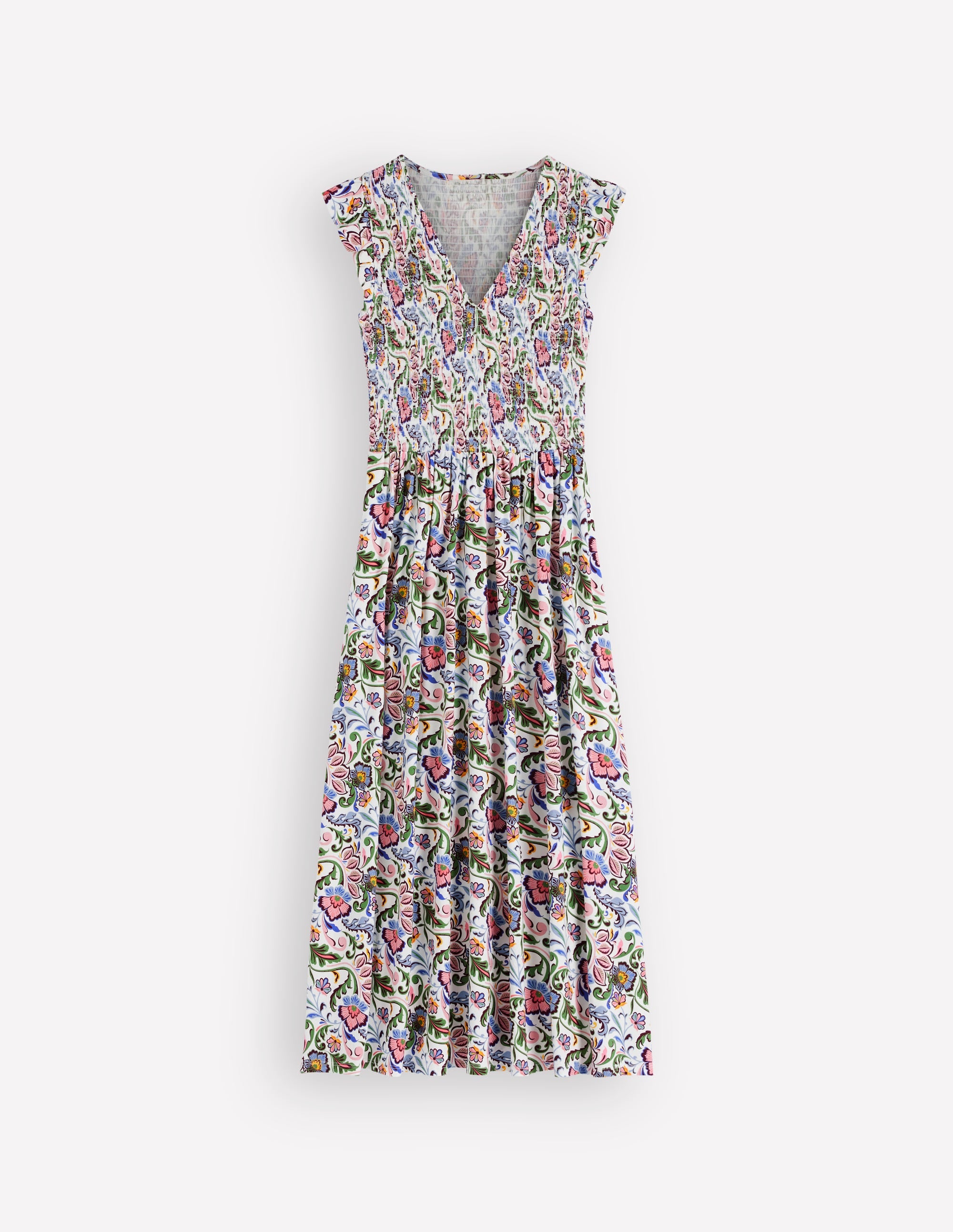 Smocked Jersey Midi Dress-Multi, Flourishing Meadow - Image 5