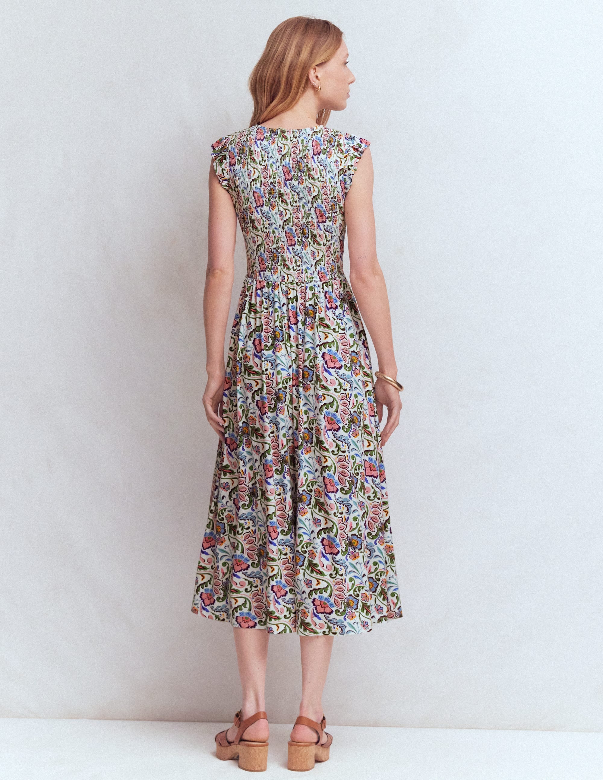 Smocked Jersey Midi Dress-Multi, Flourishing Meadow - Image 3